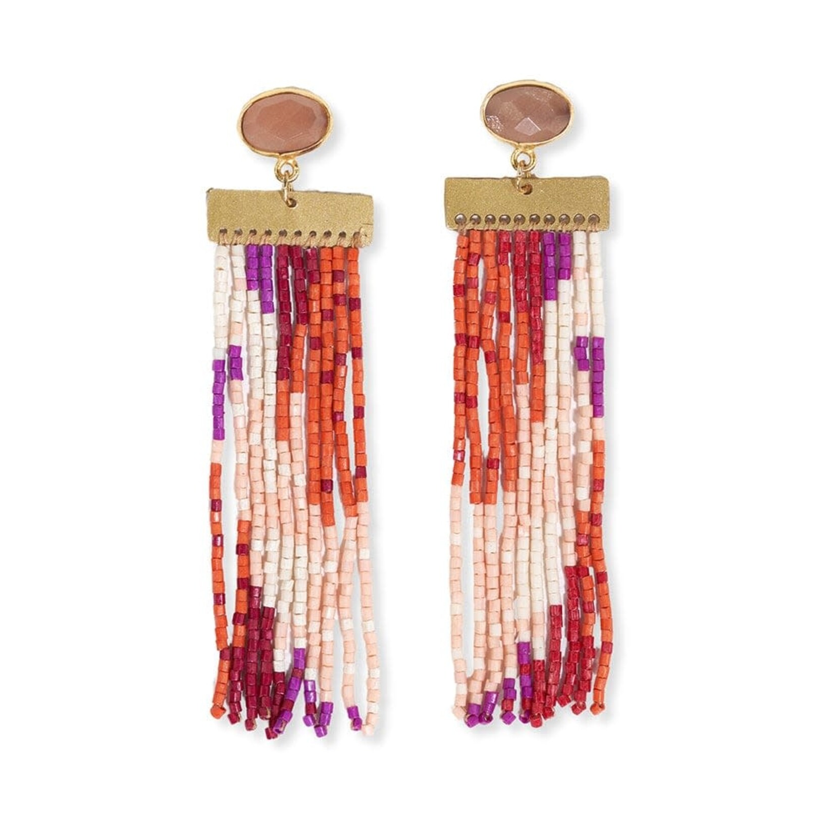 Ink + Alloy Lilah SP Stone Post Beaded Fringe Earrings