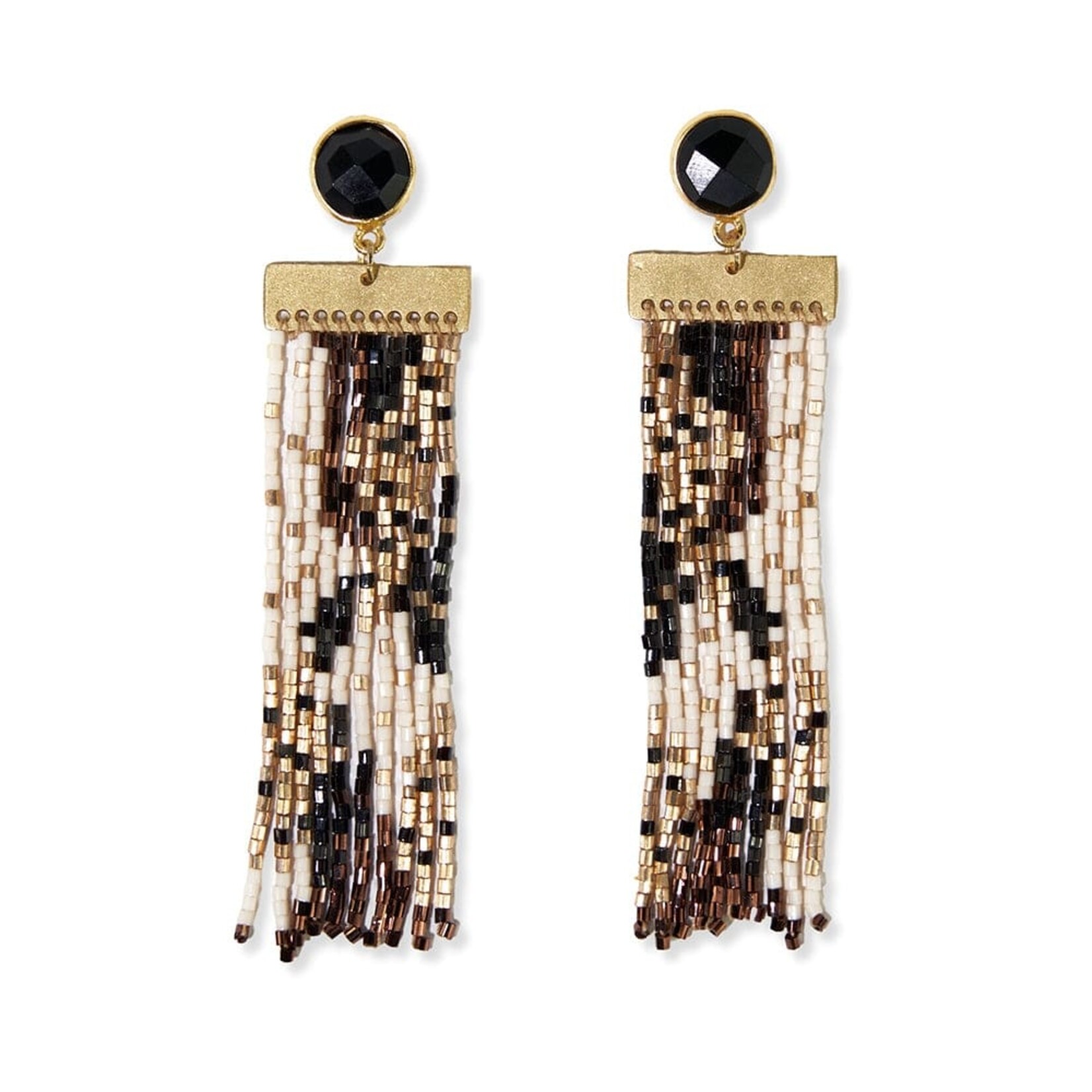 Ink + Alloy Lilah SP Stone Post Beaded Fringe Earrings