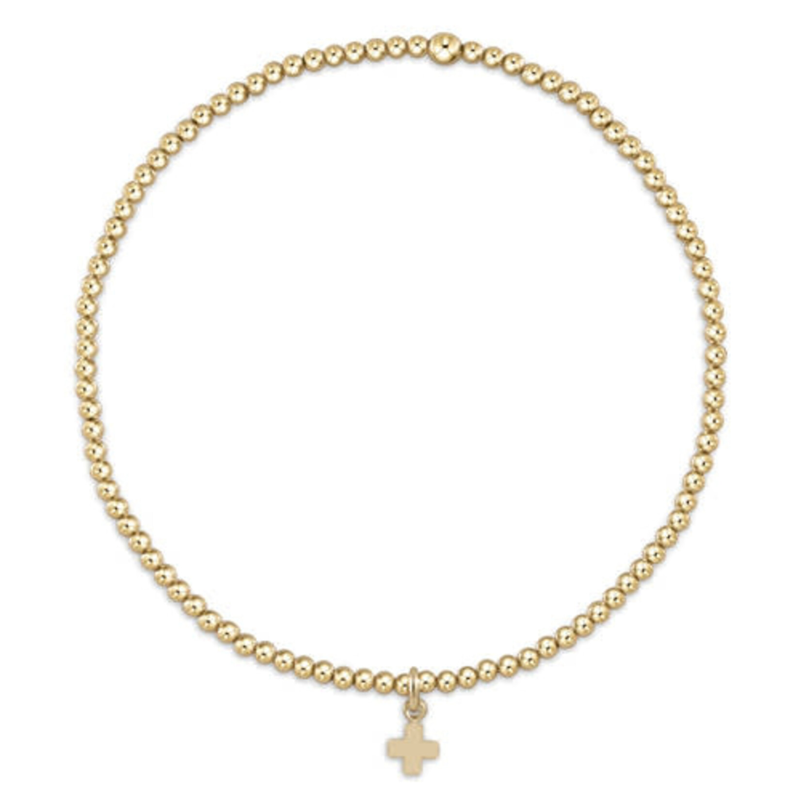E Newton Signature Cross Small Gold Bead Bracelet