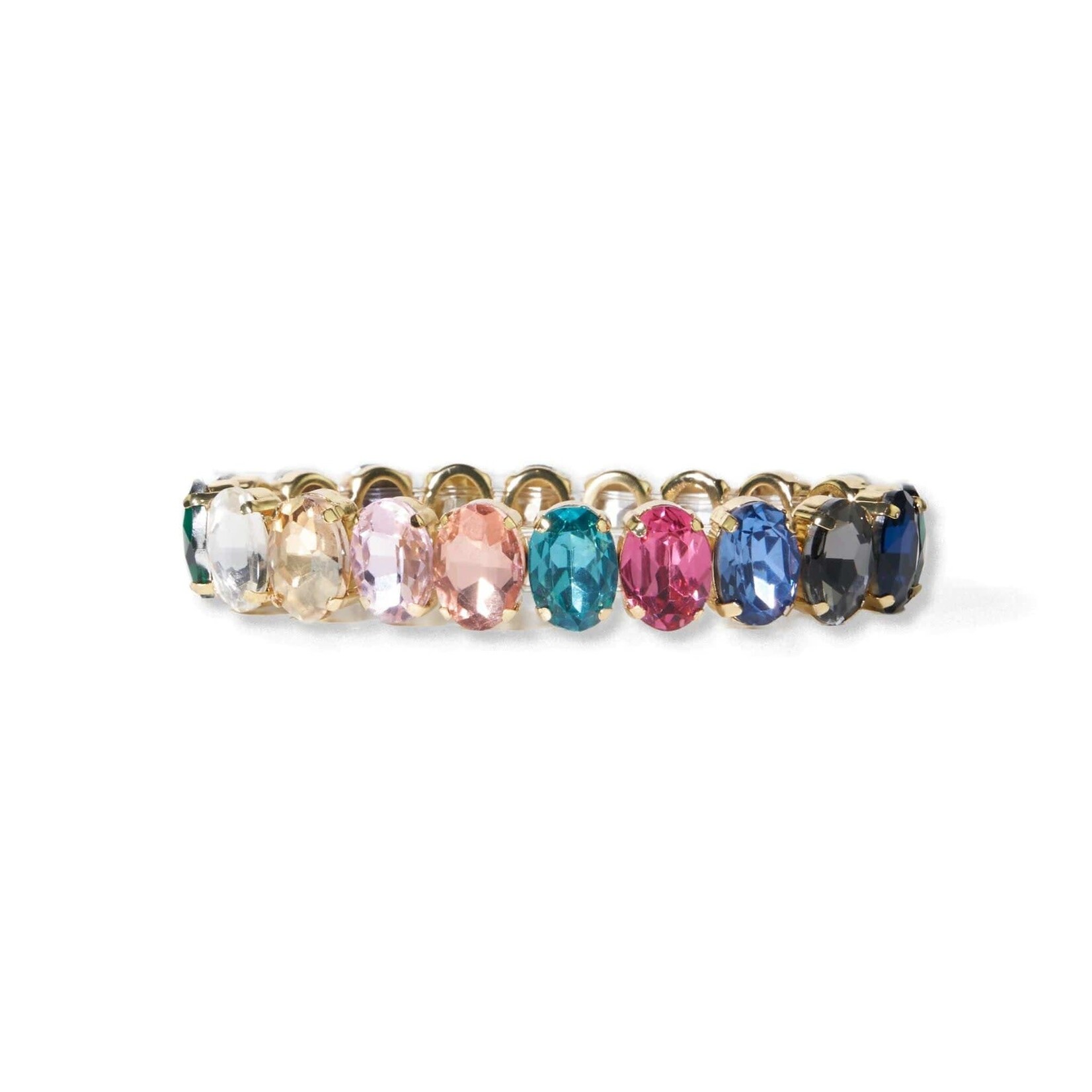 Ink + Alloy Rainbow Oval Cut Crystal Stretch Bracelet