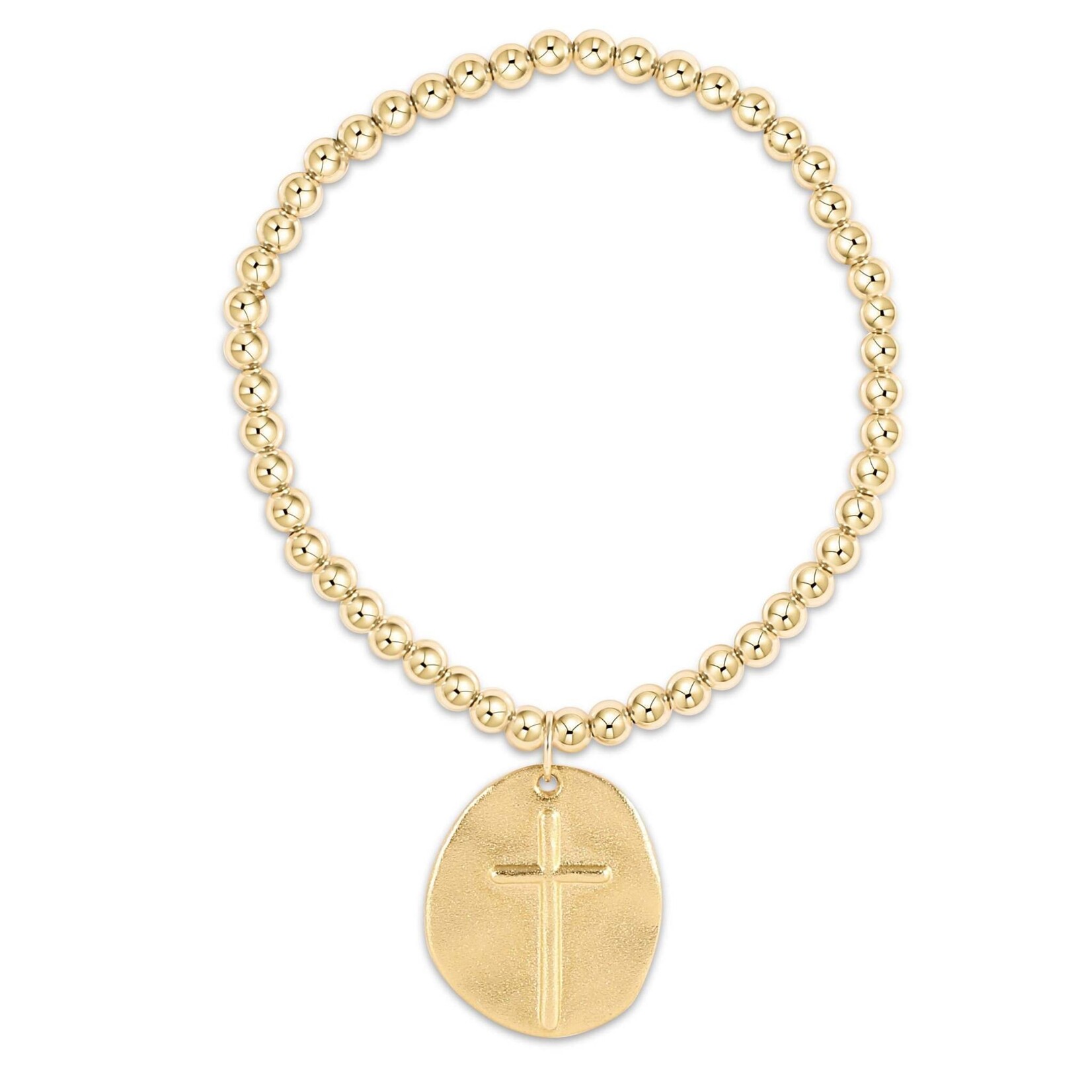 E Newton Classic Gold 4mm Bead Bracelet - Inspire Gold Charm