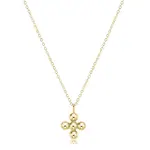 E Newton 16 in Necklace Gold - Beaded Signature Cross 4mm