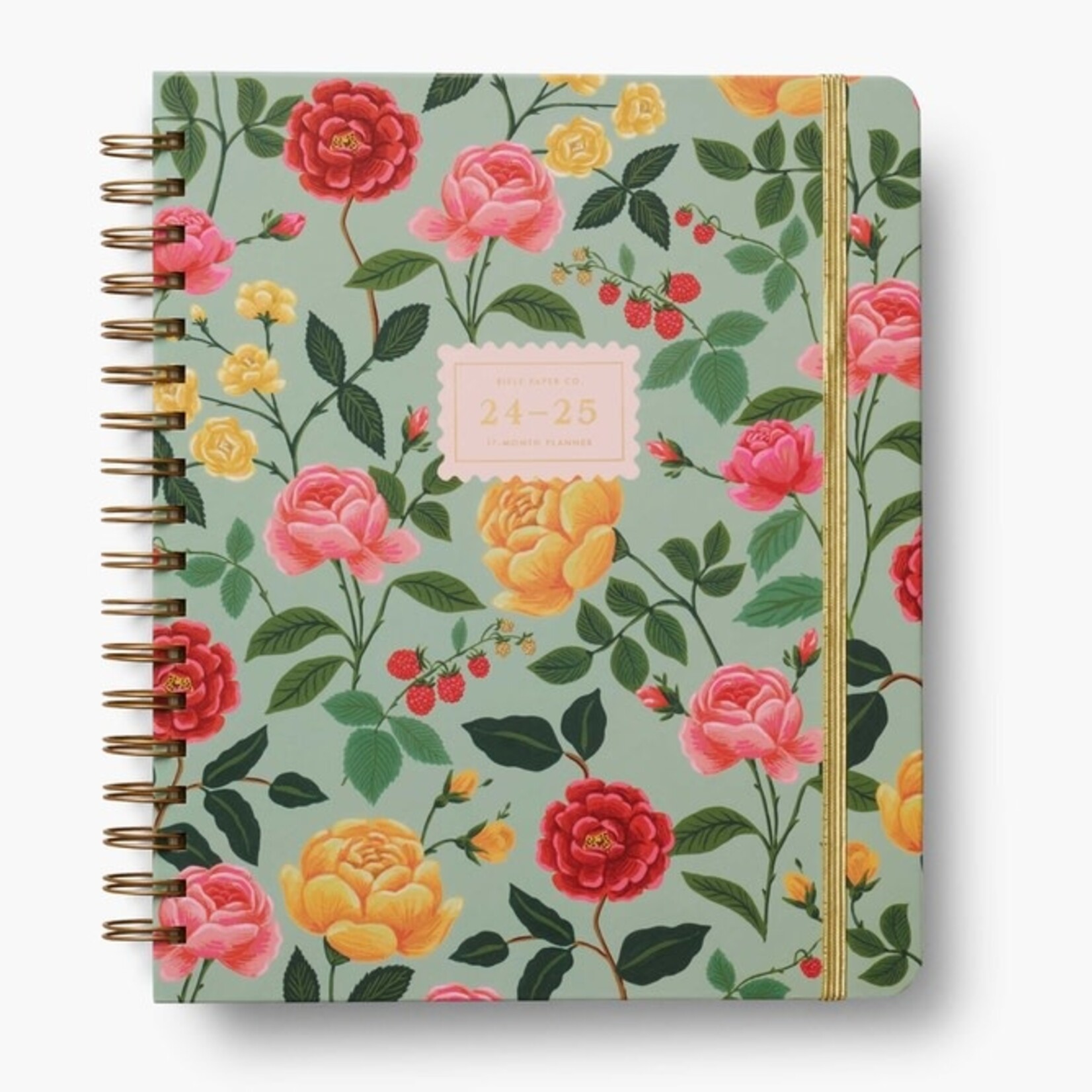 Rifle Paper Co 2025 17-Month Hardcover Spiral Planner, Roses