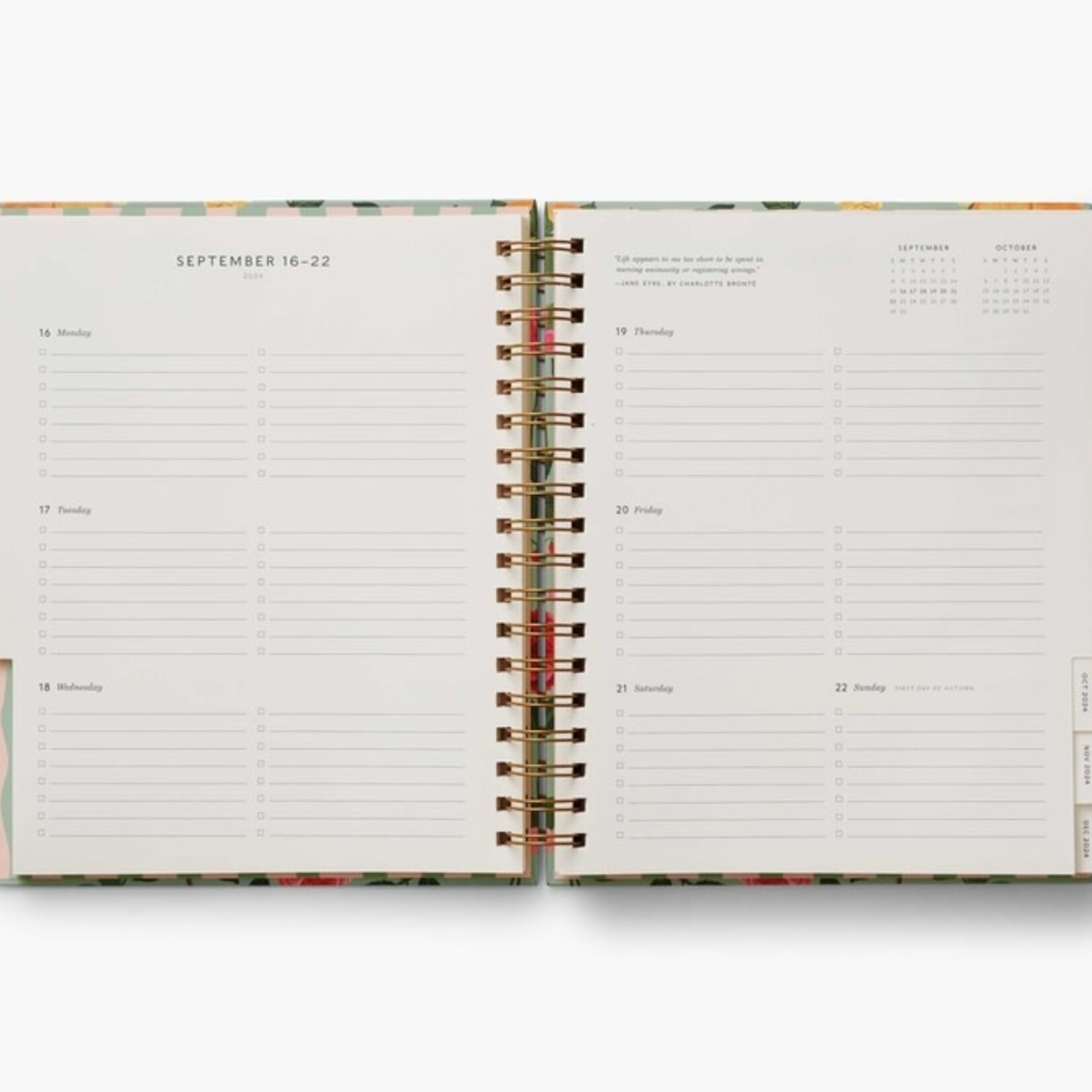 Rifle Paper Co 2025 17-Month Hardcover Spiral Planner, Roses