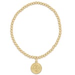 E Newton Classic Gold 3mm Bead Bracelet, Blessing Small Gold Disc