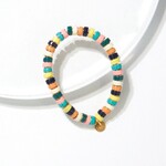 Ink + Alloy Disk Bead Stretch Bracelet teal blush