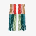 Ink + Alloy Belle Woven Top Vertical Colorblock Beaded Fringe Earring