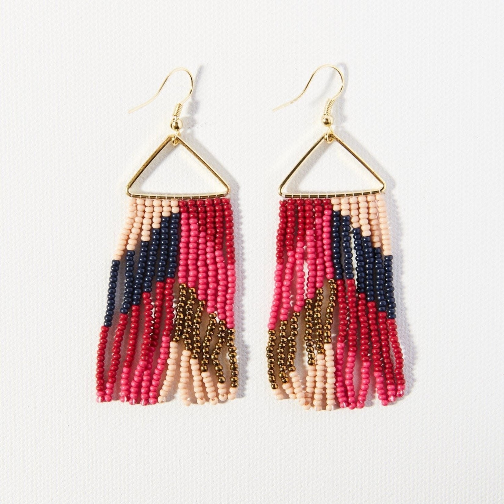 Ink + Alloy Whitney Chevron Beaded Fringe Earring hot pink