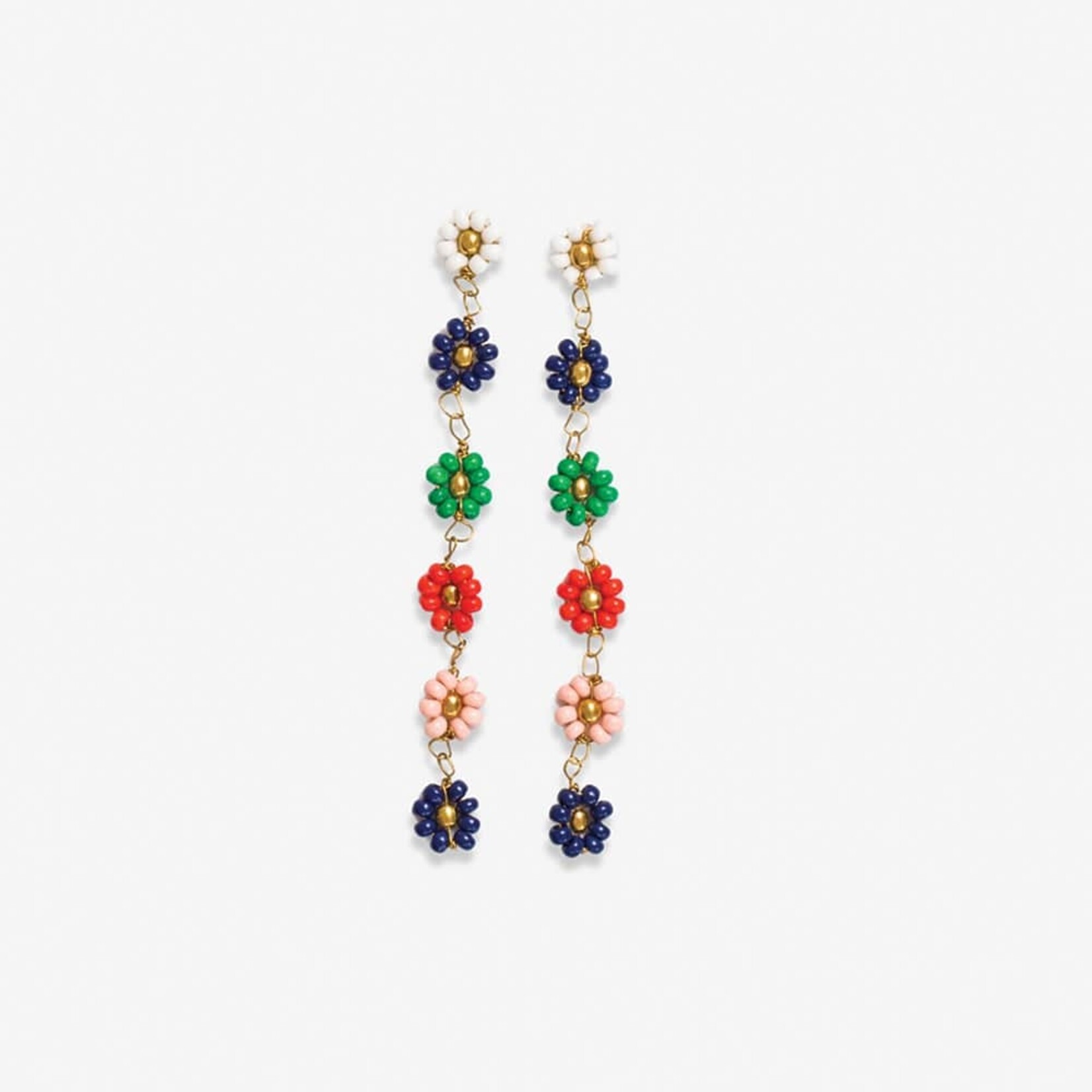 Ink + Alloy Flower Beaded Dangle Earrings