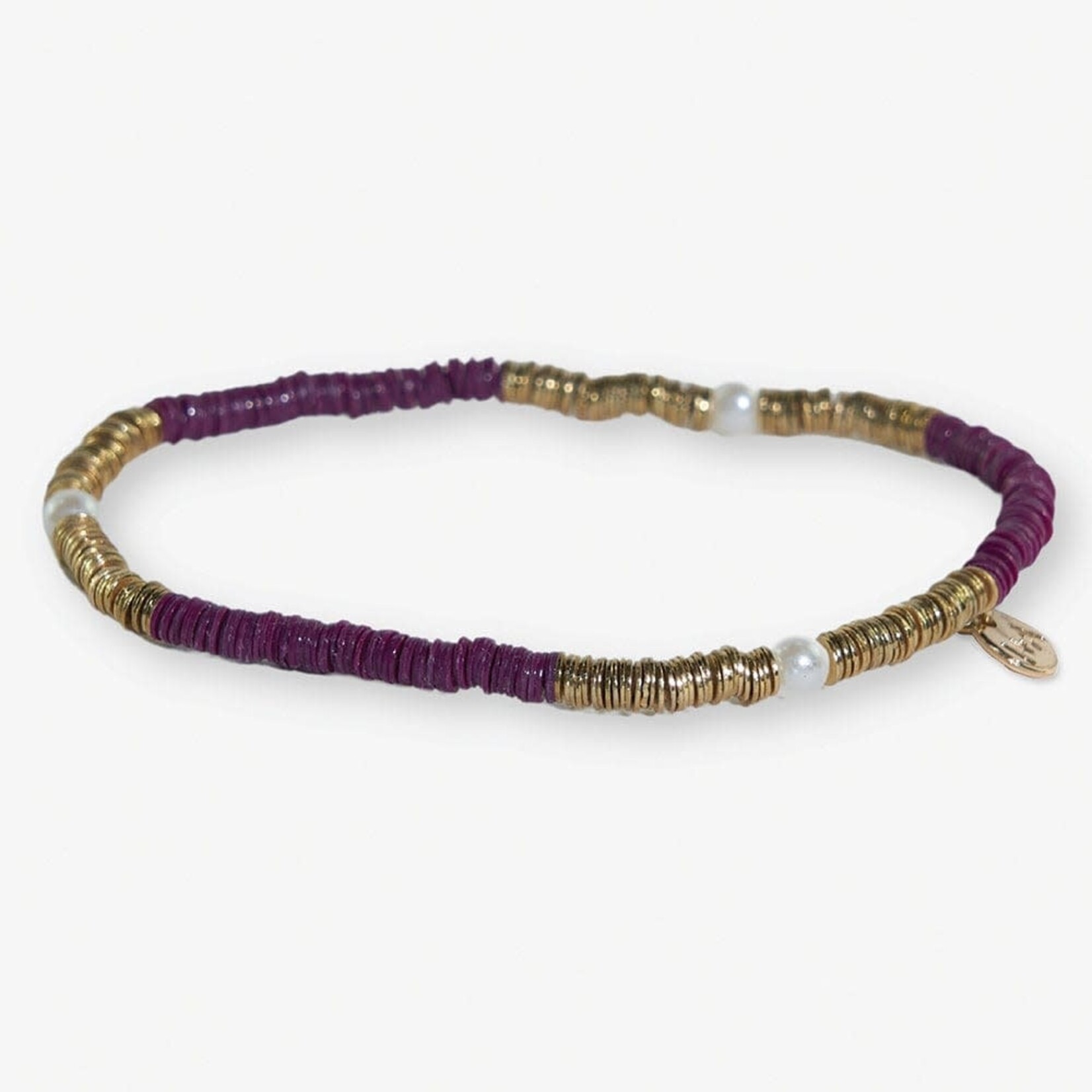 Ink + Alloy Rory Solid + Gold + Pearl Stretch Bracelet