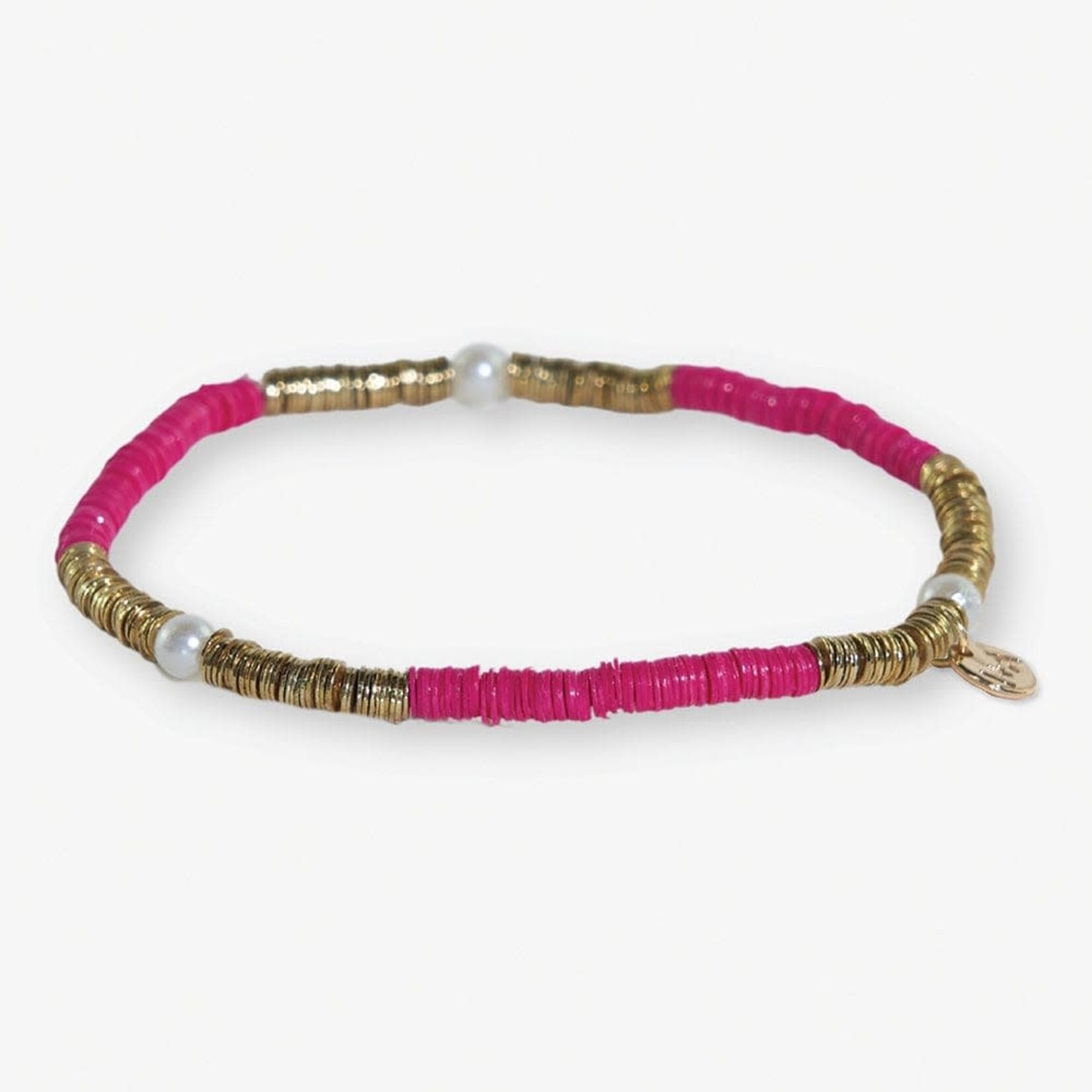 Ink + Alloy Rory Solid + Gold + Pearl Stretch Bracelet