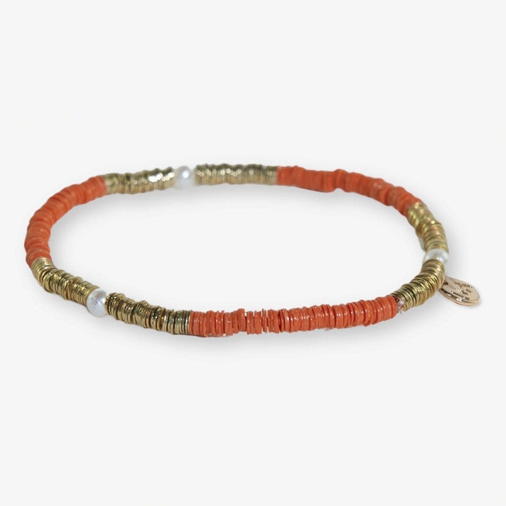 Ink + Alloy Rory Solid + Gold + Pearl Stretch Bracelet