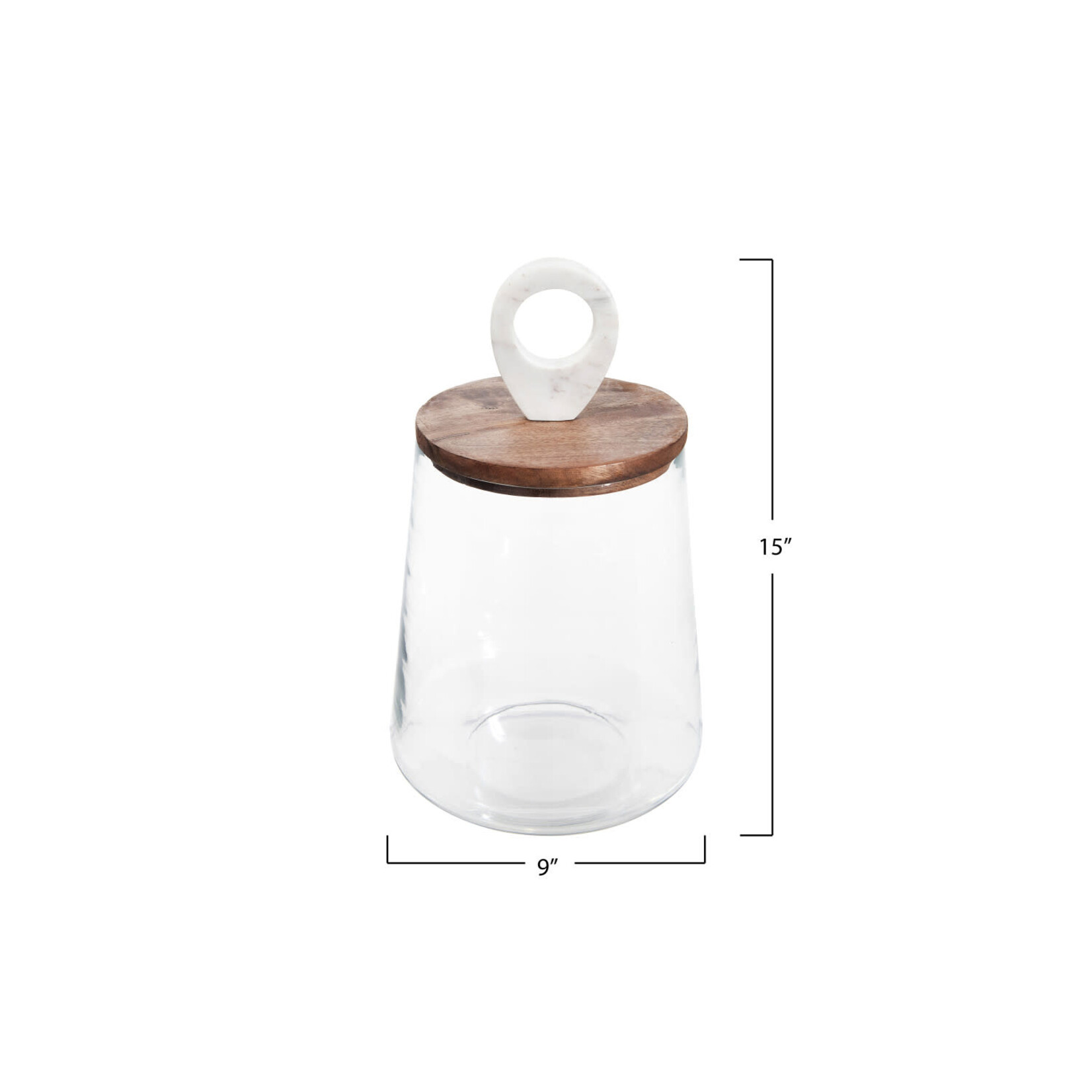 Large Glass Jar with Mango Wood and Marble Lid