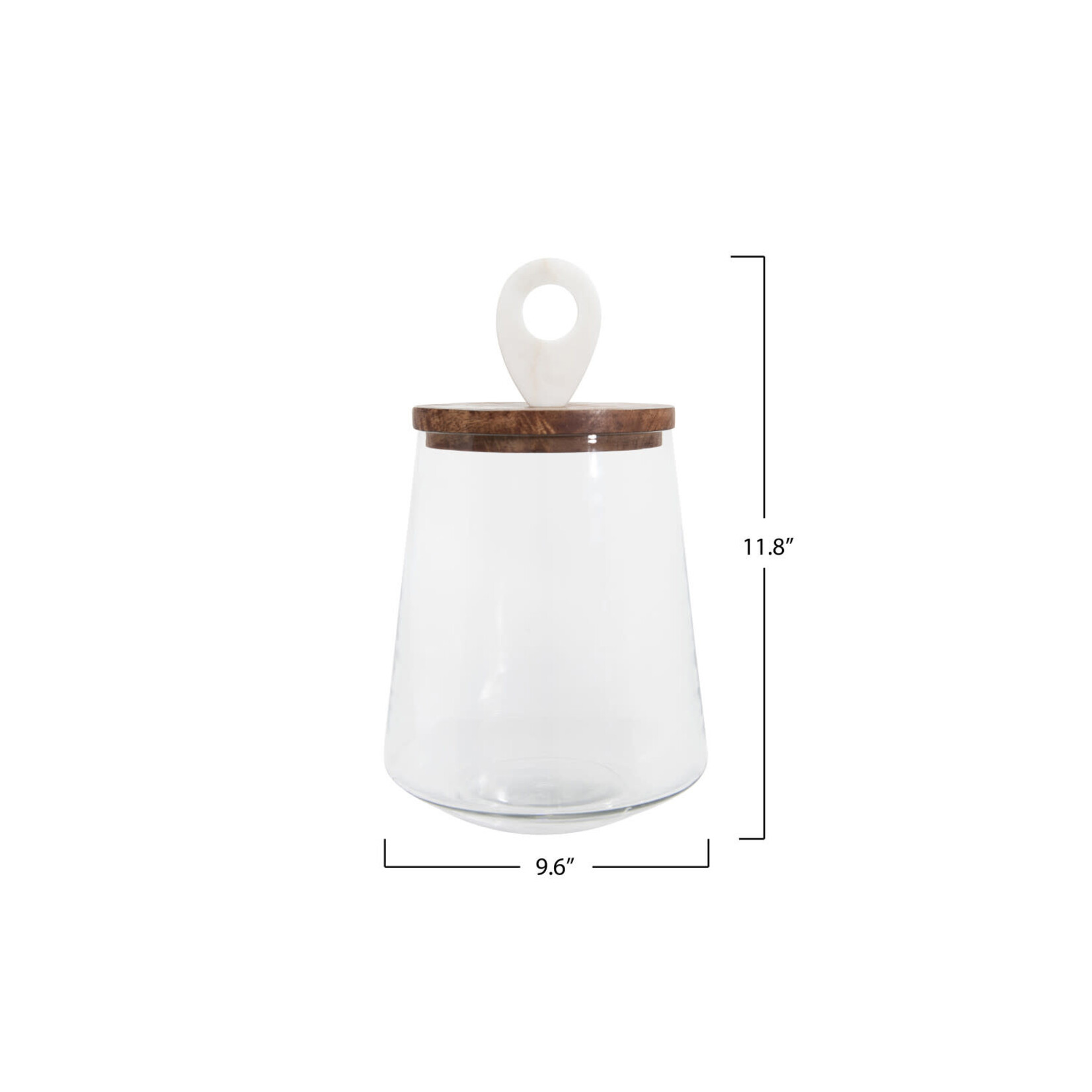 Glass Jar with Mango Wood and Marble Lid