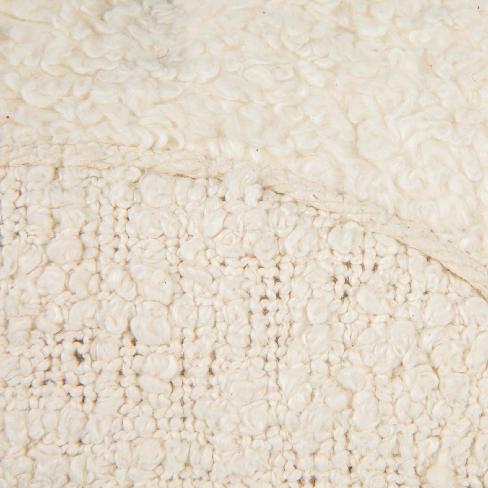 20" Square Cotton Sherpa Pillow ivory