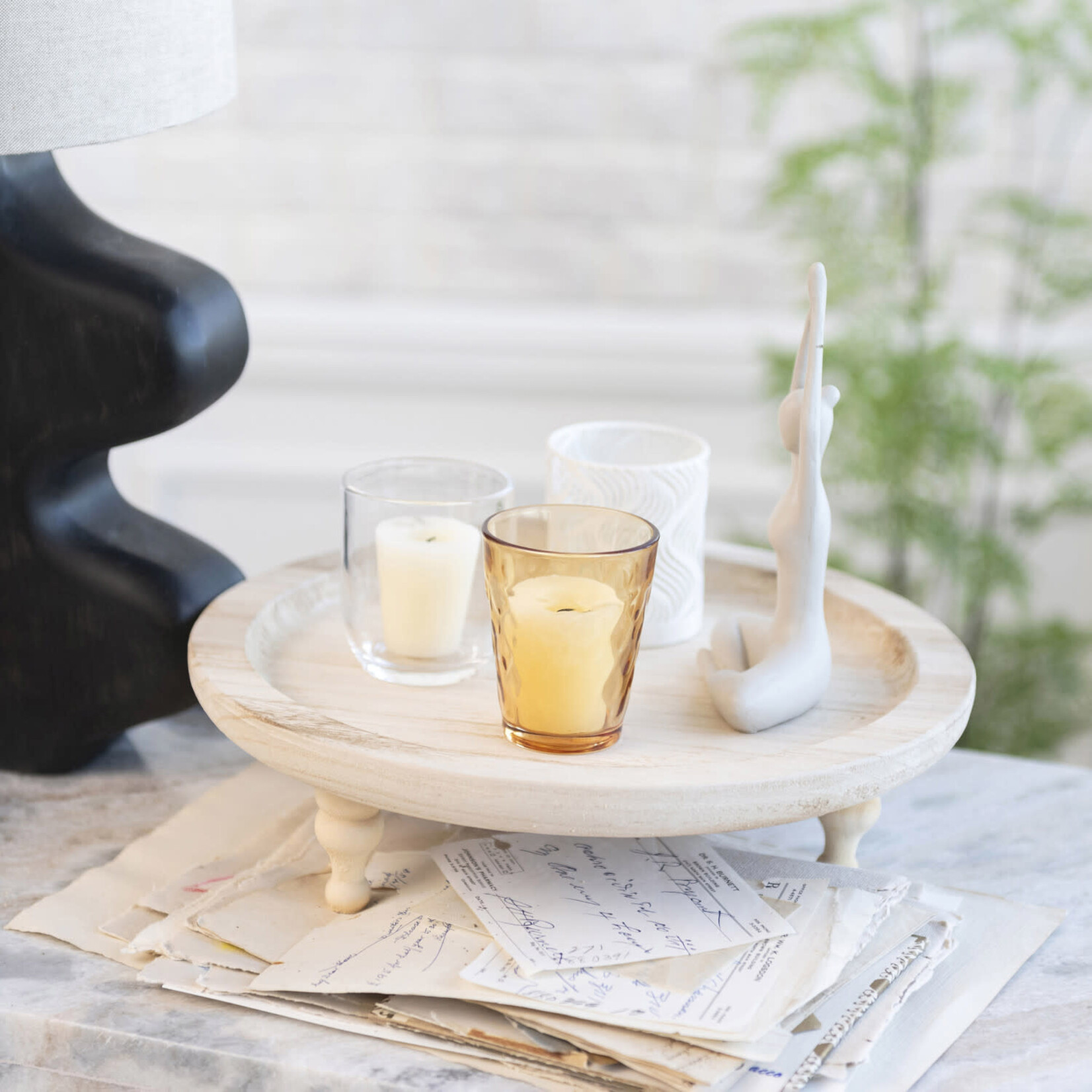 Round Footed Tray +Vase + Votive Holders
