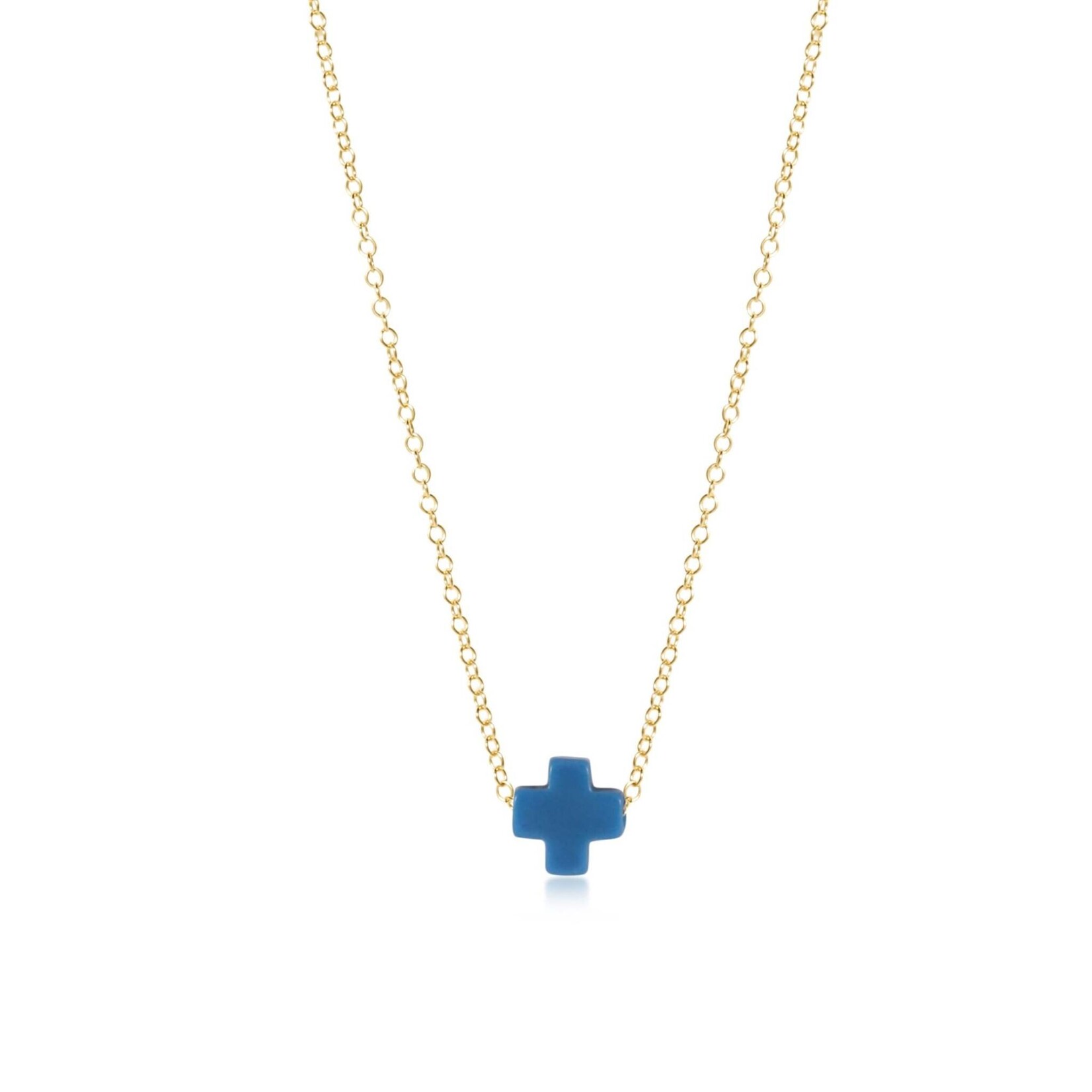E Newton 16 in Gold Necklace Signature Cross