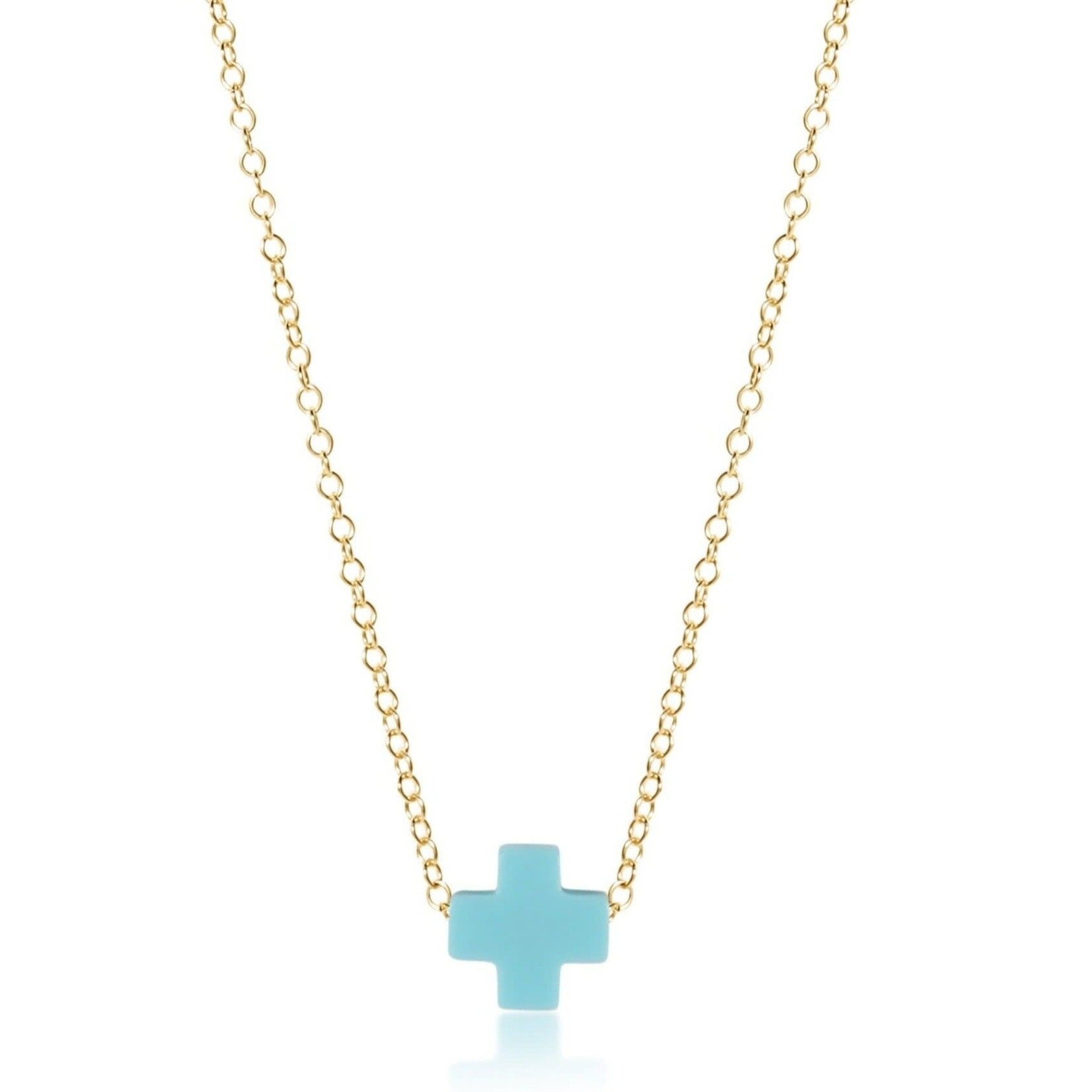 E Newton 16 in Gold Necklace Signature Cross