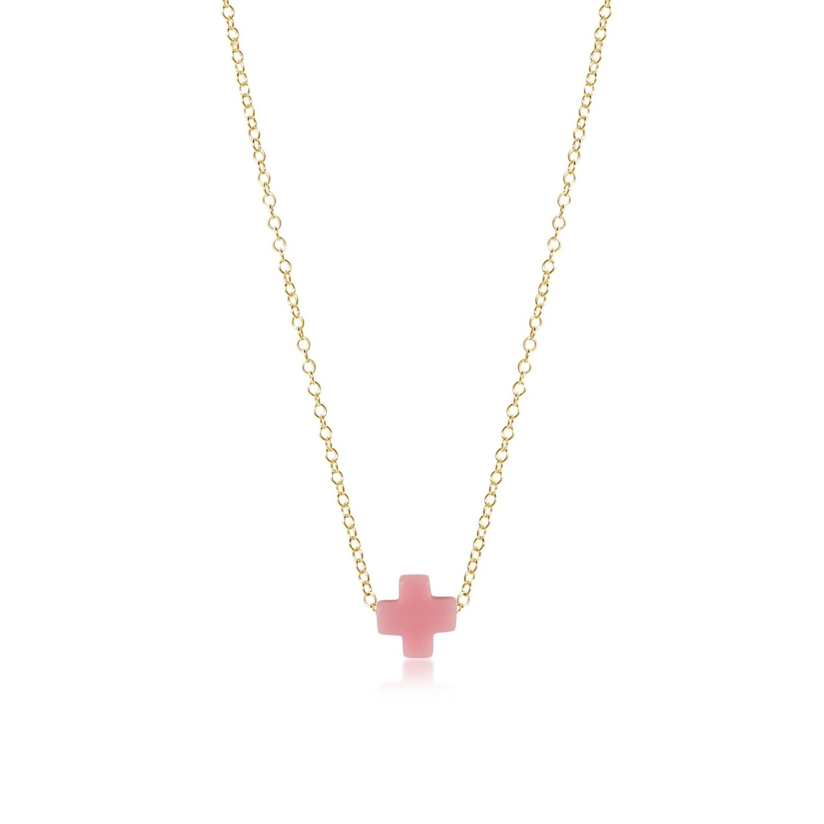 E Newton 16 in Gold Necklace Signature Cross