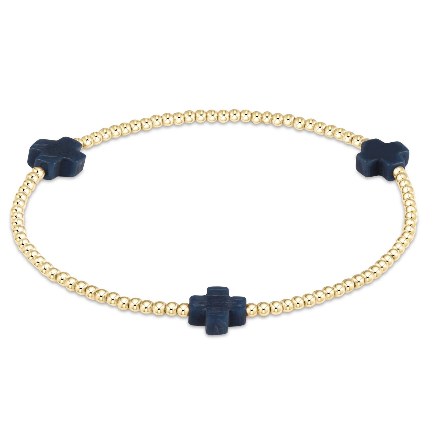 E Newton Signature Cross Gold Bracelet 2mm