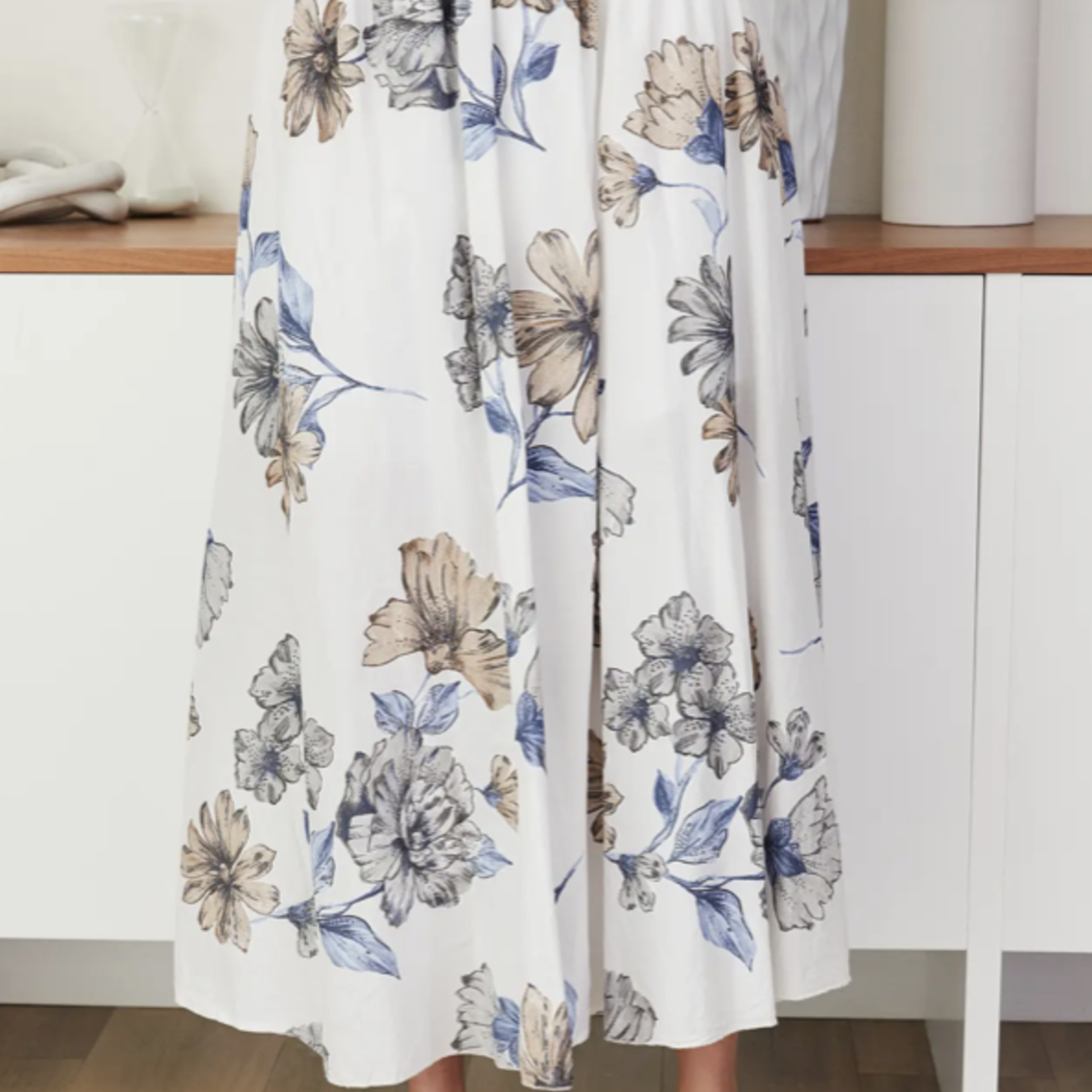 Vintage Floral A-Line Midi