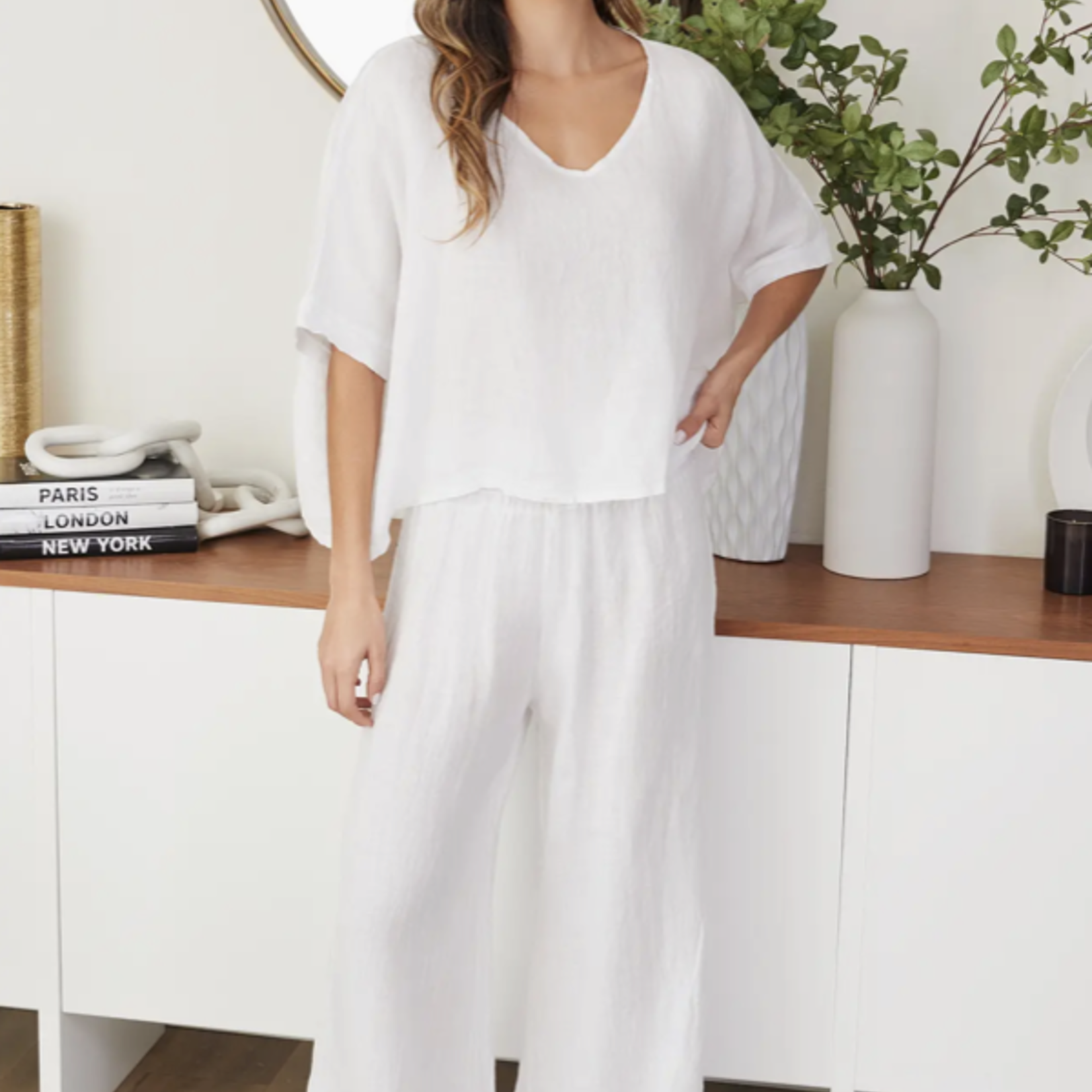 V-Neck Linen Crop Top