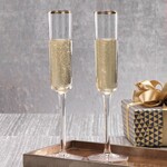 Tall Champagne Flute + Gold Rim