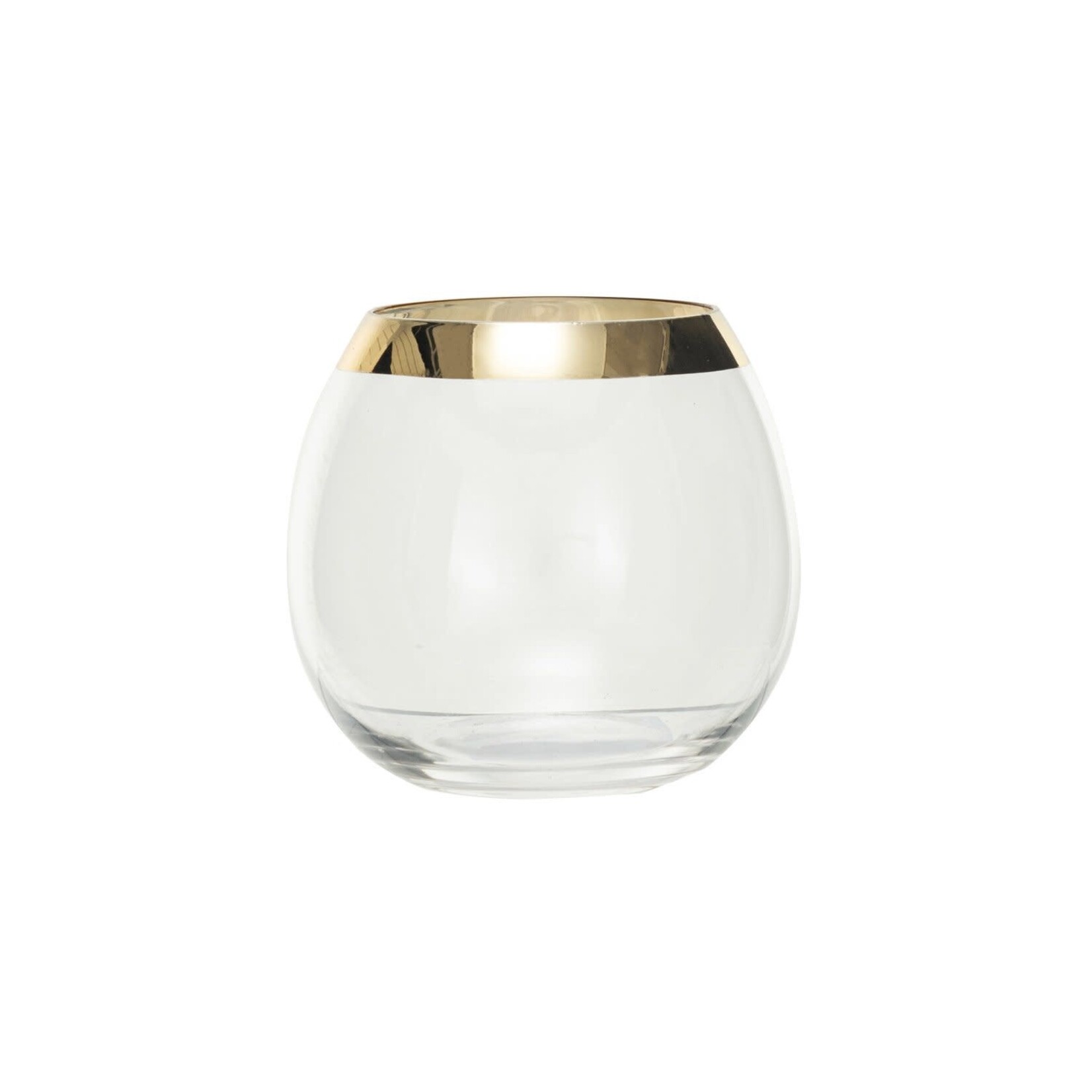 10 oz. Stemless Drinking Glass w/ Gold Rim