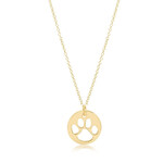 E Newton 16in Necklace Gold - Paw Print Gold Disc