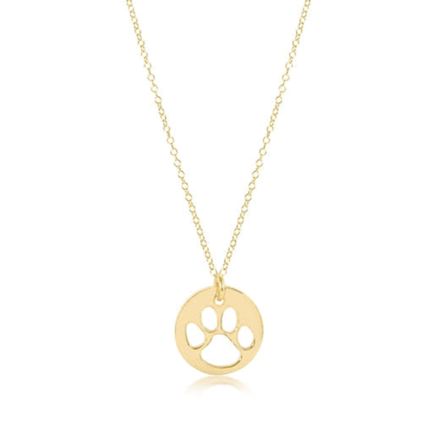 E Newton 16in Necklace Gold - Paw Print Gold Disc