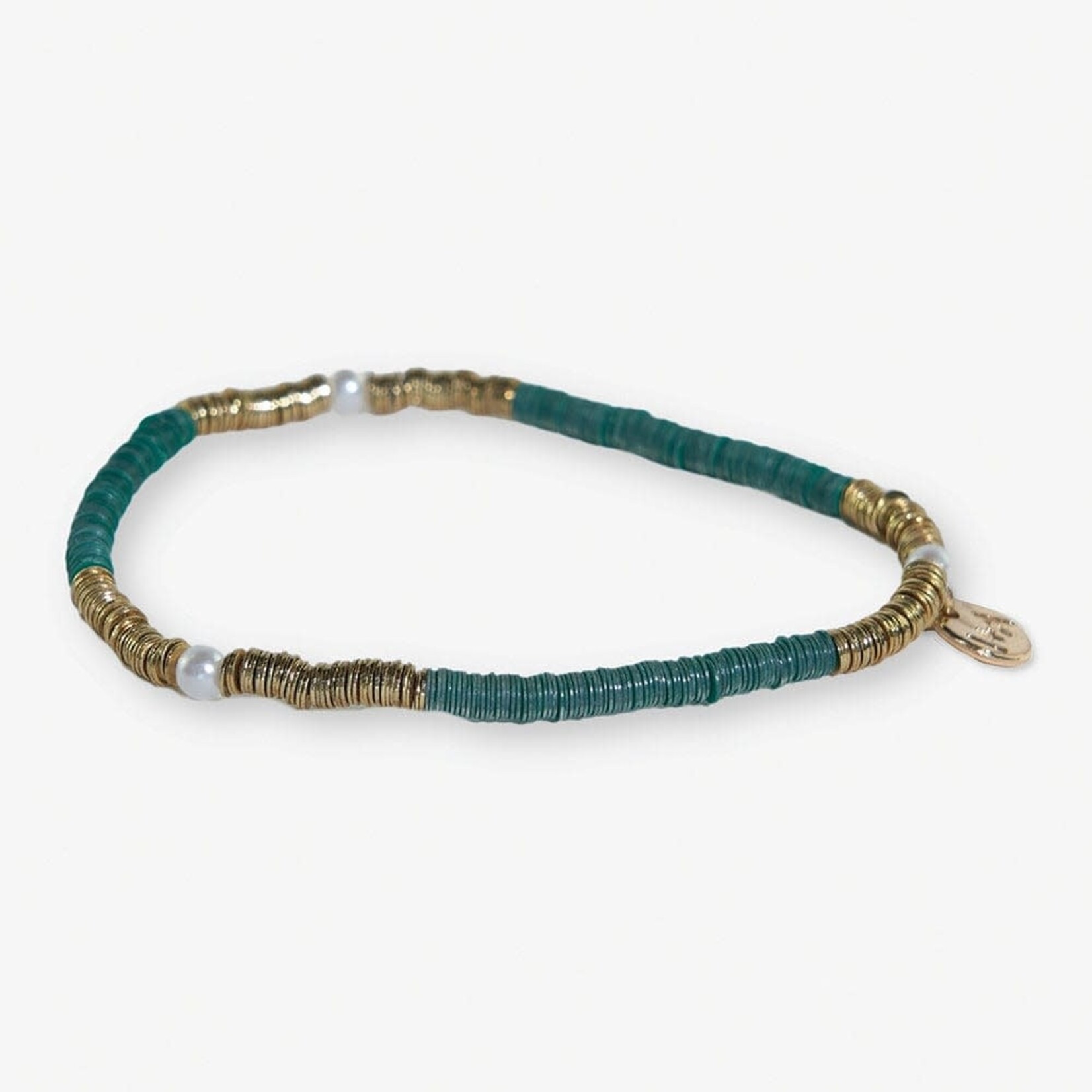 Ink + Alloy Rory Solid + Gold + Pearl Stretch Bracelet
