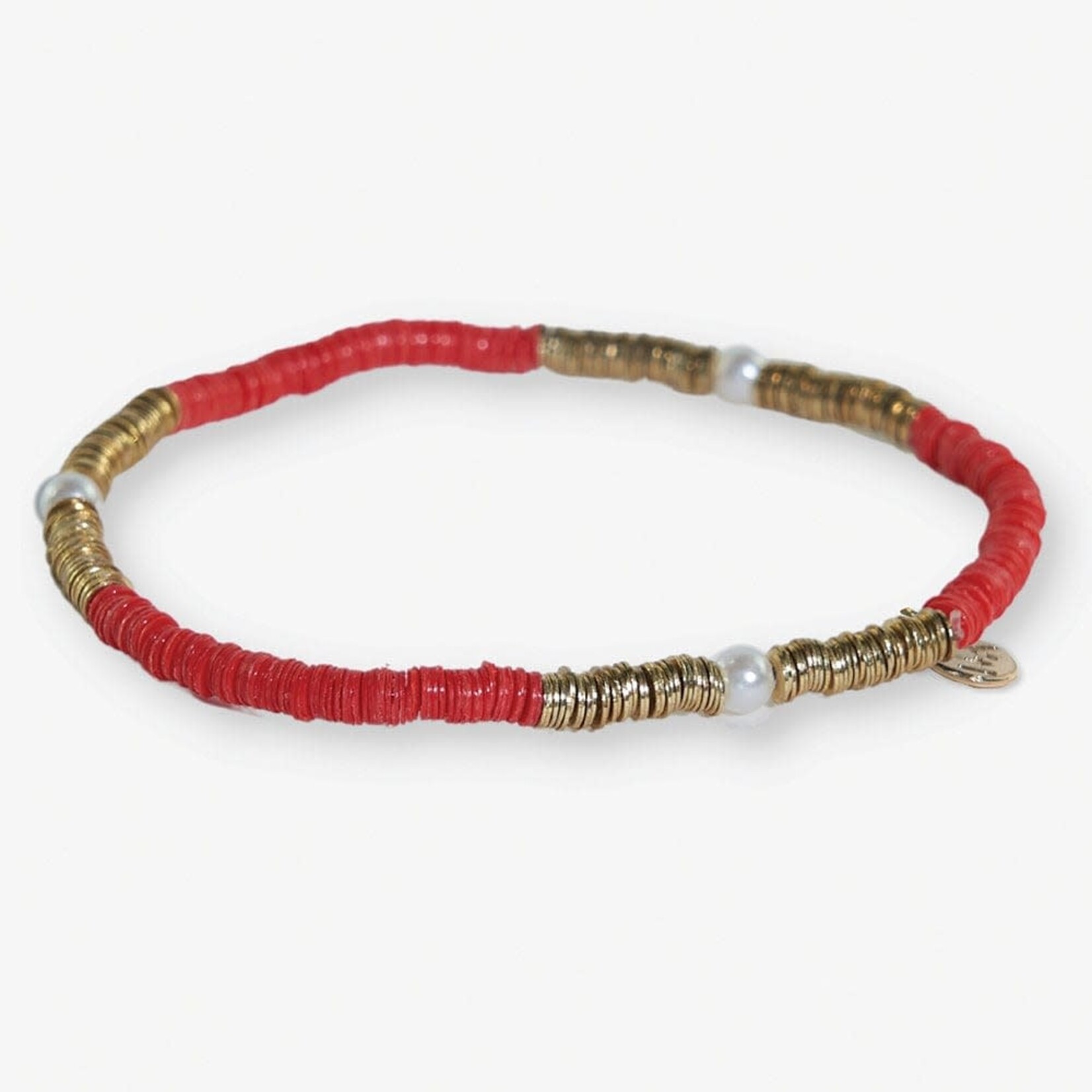 Ink + Alloy Rory Solid + Gold + Pearl Stretch Bracelet