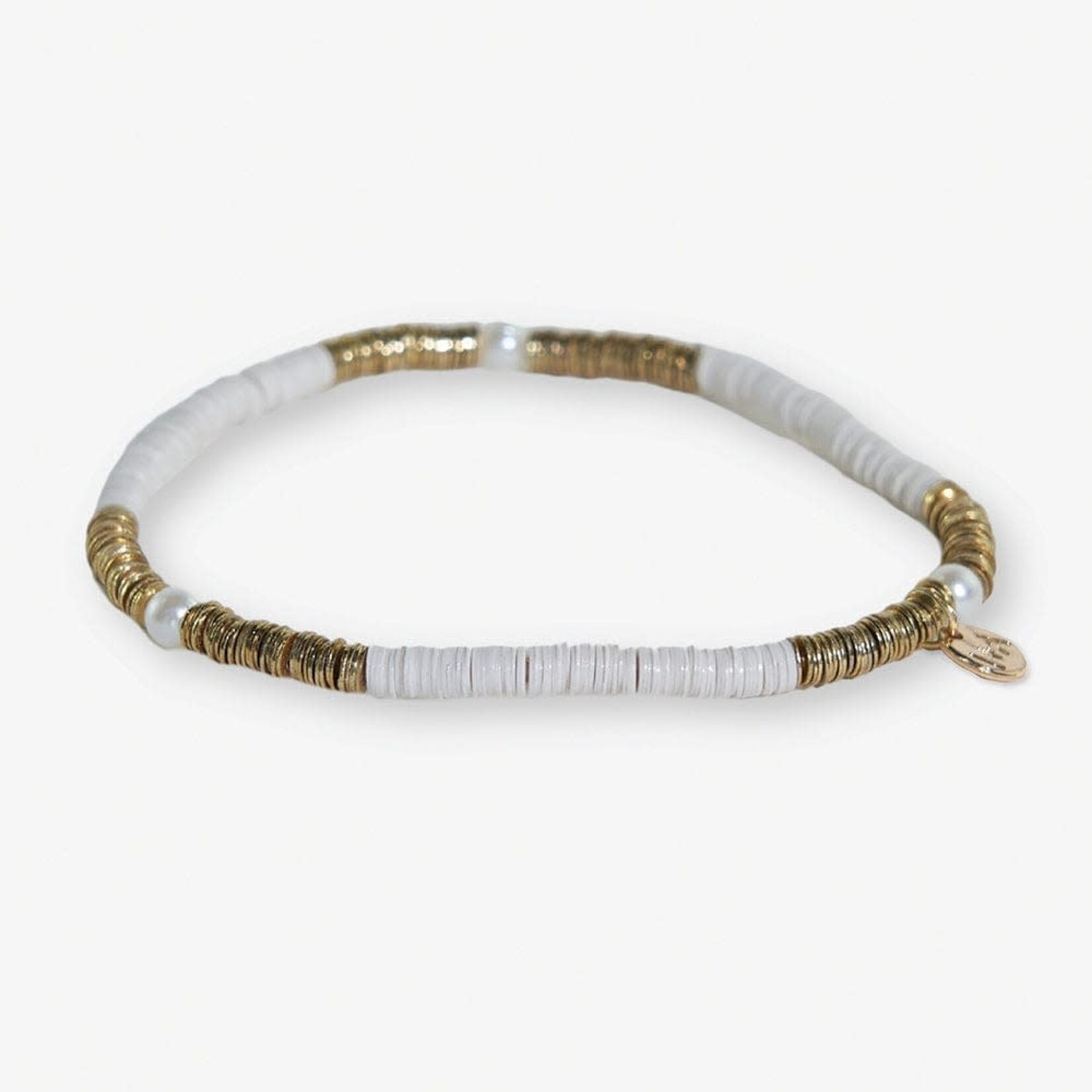 Ink + Alloy Rory Solid + Gold + Pearl Stretch Bracelet