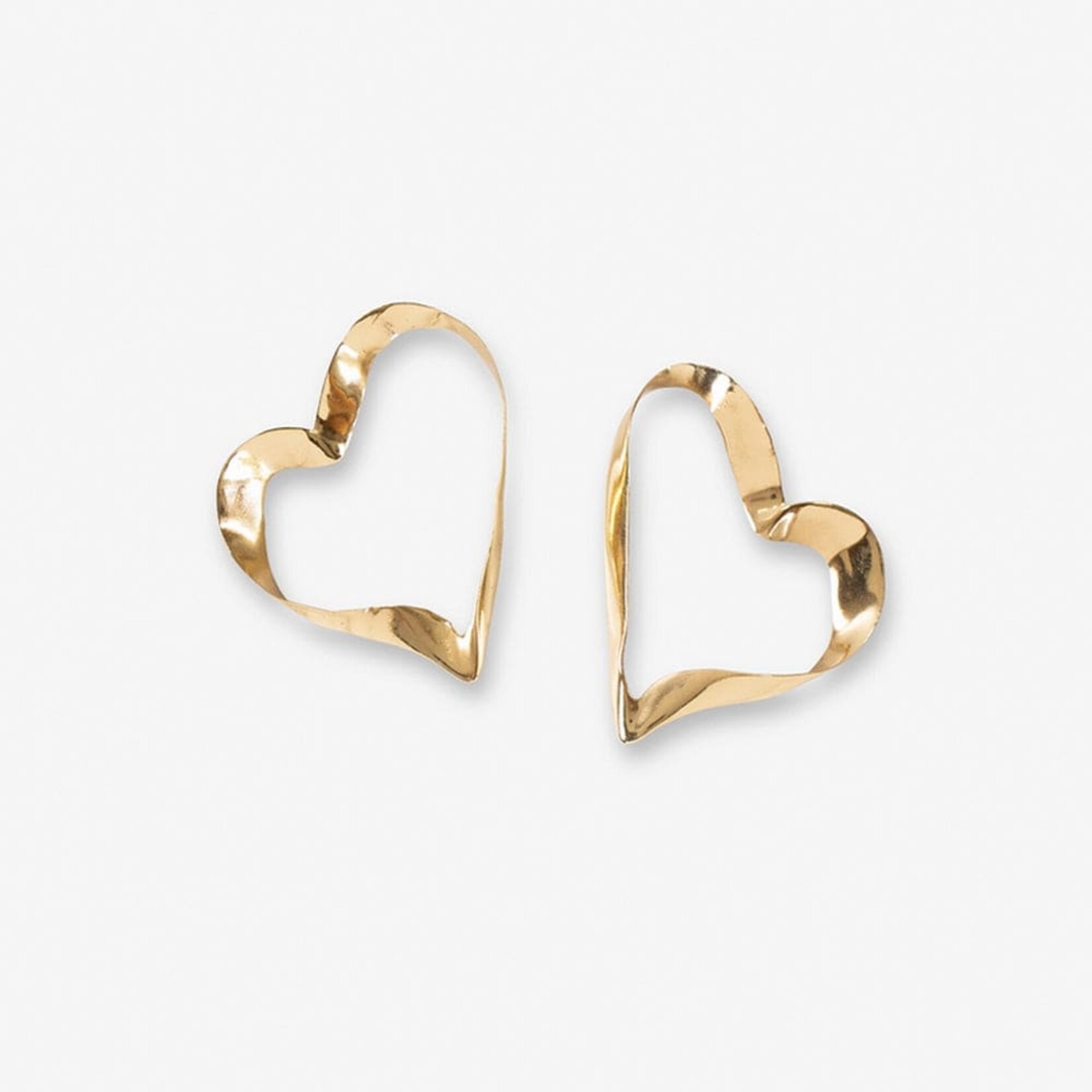 Ink + Alloy Hope Ribbon Heart Earring brass
