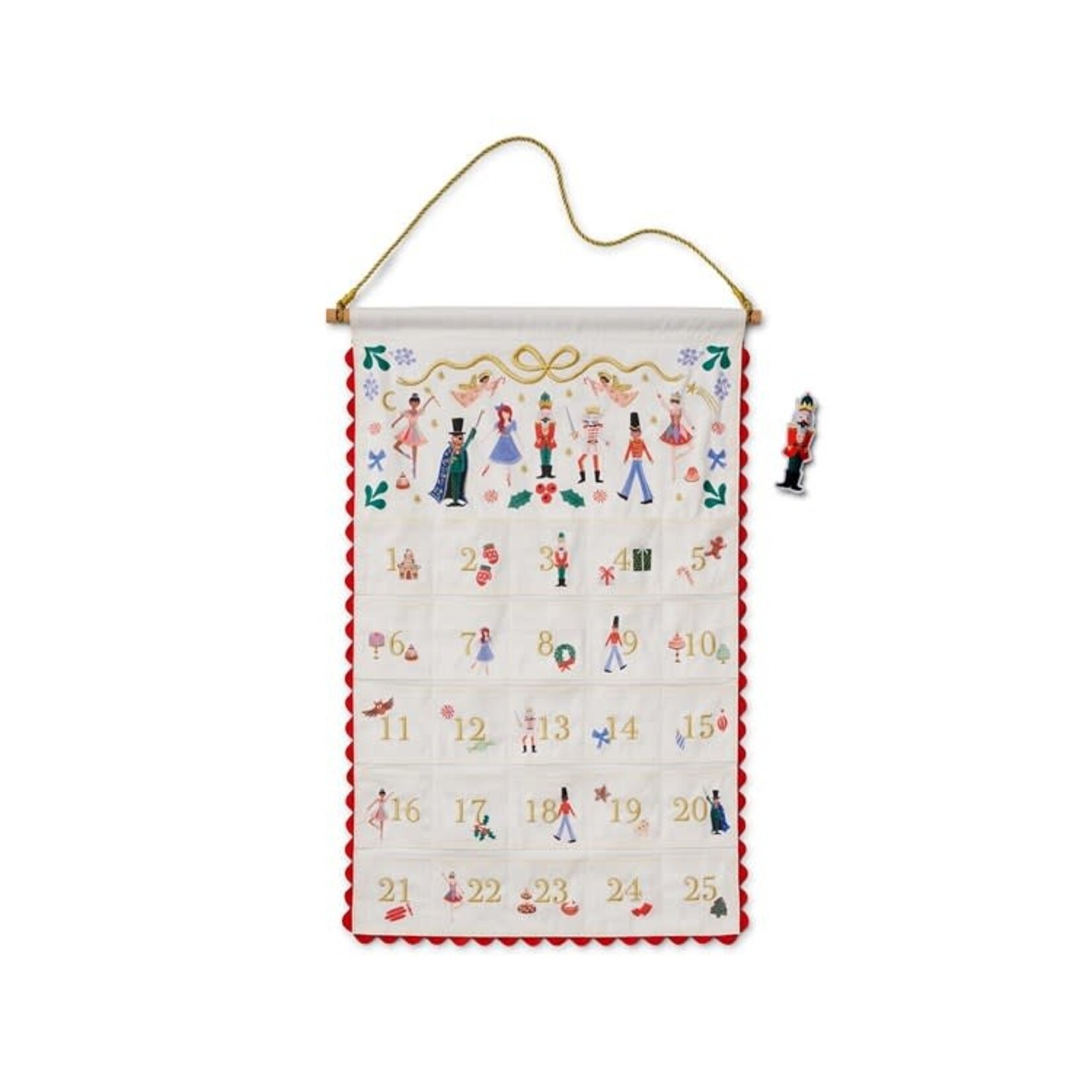 Rifle Paper Co Nutcracker Embroidered Hanging Advent Calendar