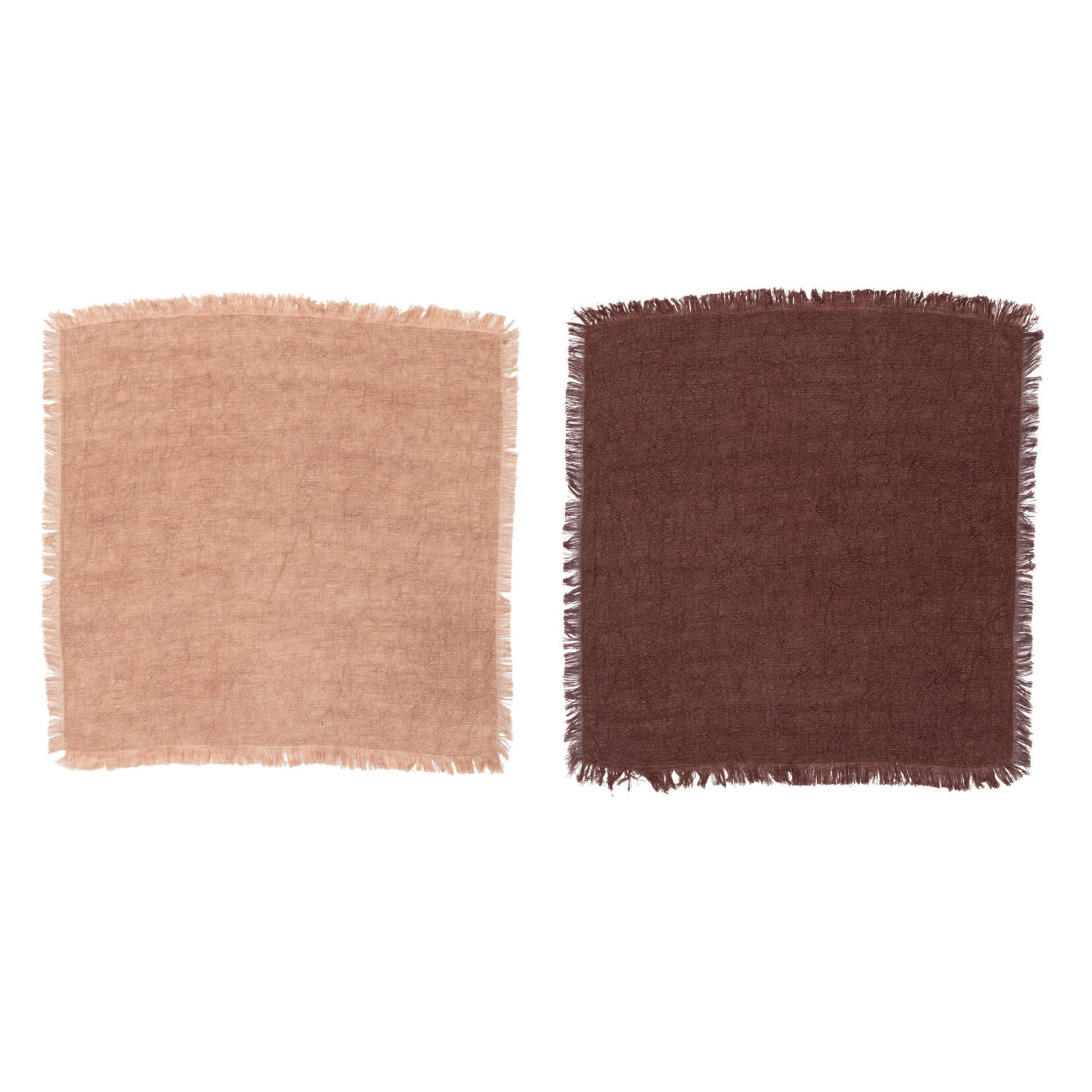 Fringed Linen Napkin putty + aubergine