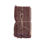 Fringed Linen Napkin putty + aubergine