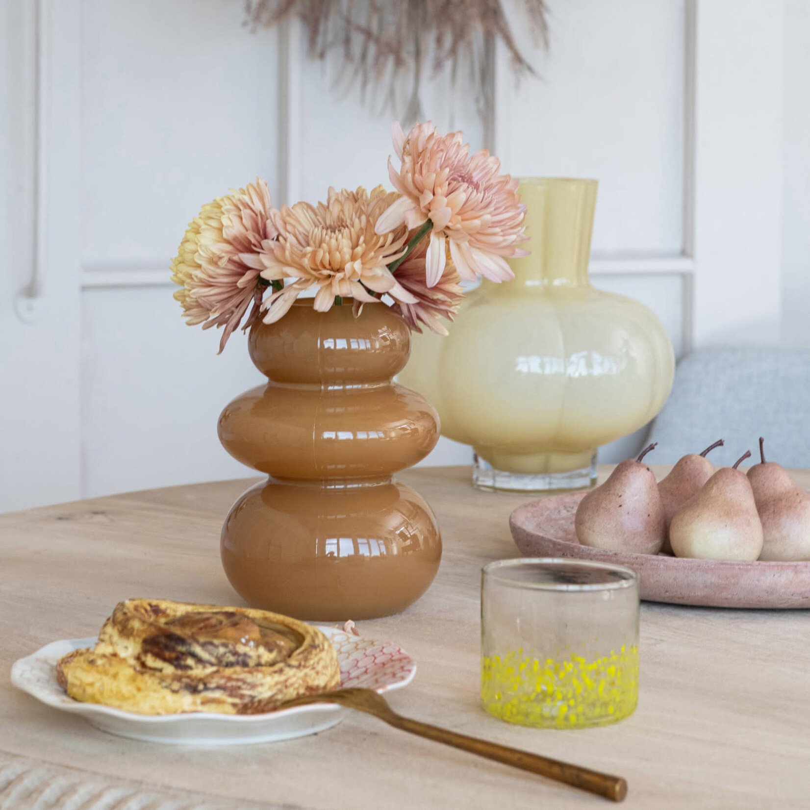 Glass Organic Opaque Camel Vase