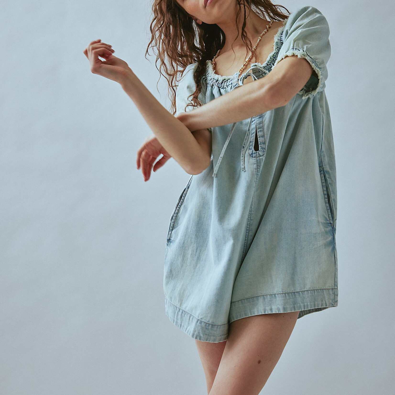 Free People Daisy Denim Babydoll Romper