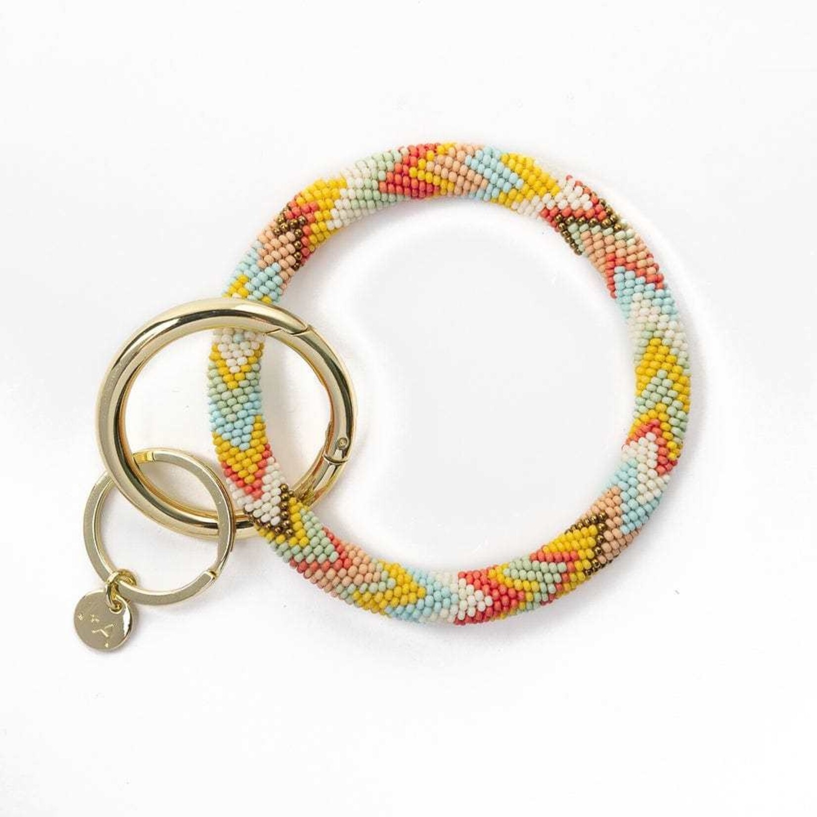 Ink + Alloy Chloe Seed Bead Key Ring Stripe