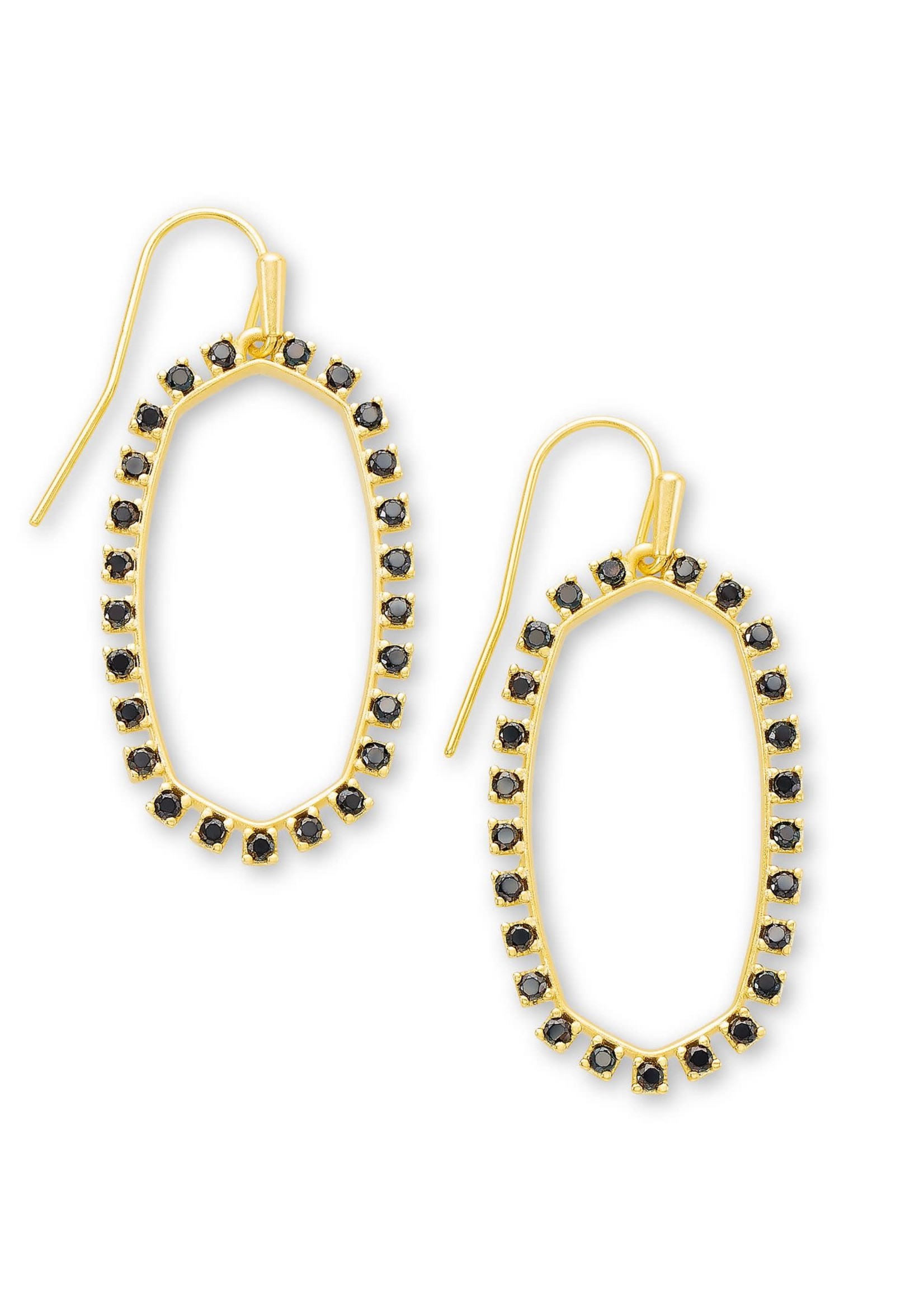 Kendra Scott ELLE OPEN FRAME EARRING GOLD BLACK SPINEL