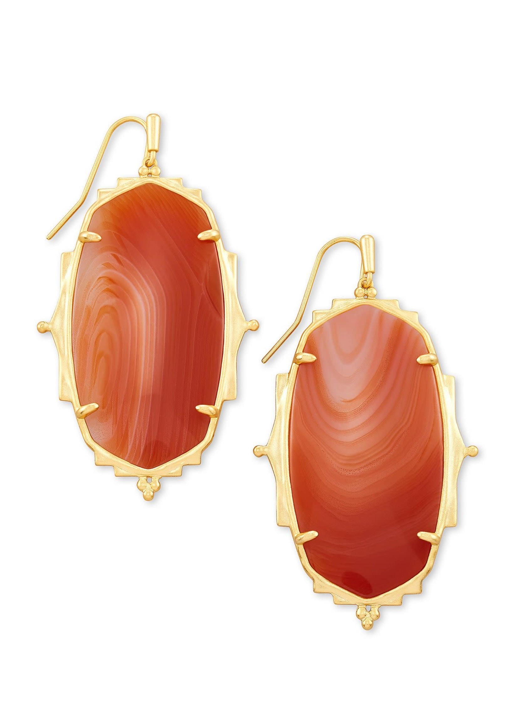 Kendra Scott BAROQUE ELLA DROP EARRING GOLD ORANGE BANDED AG