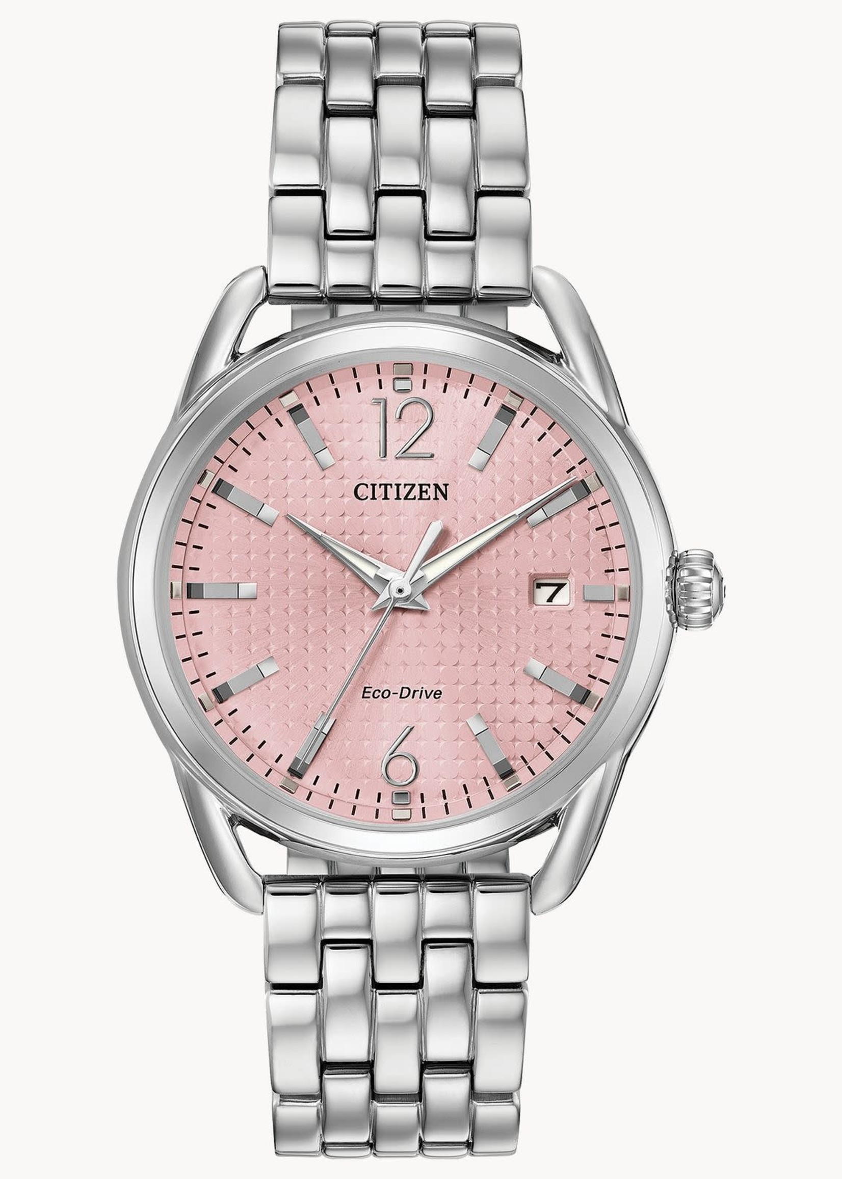 Citizen Ladies Pink Face Silver Band Watch