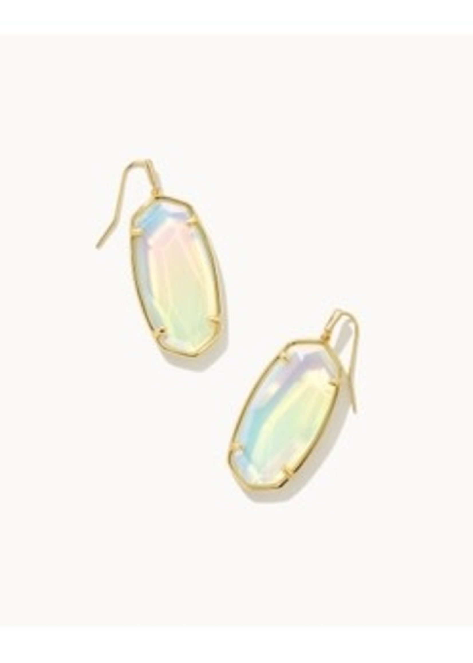 Kendra Scott FACETED ELLE DROP EARRING GOLD IRIDESCENT OPALITE