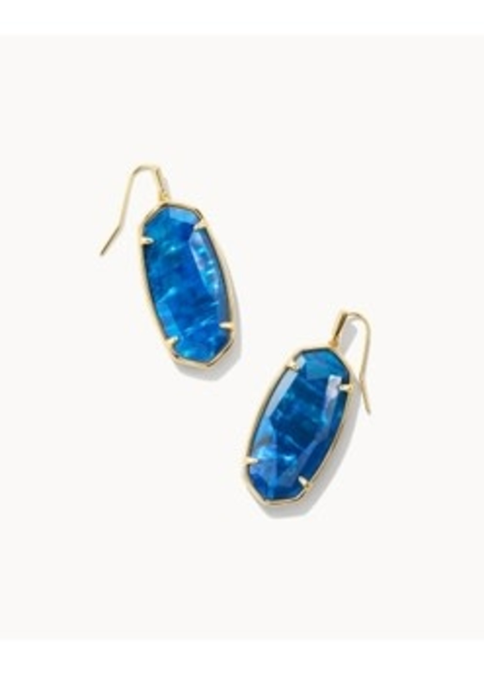 Kendra Scott FACETED ELLE DROP EARRING GOLD NAVY ABALONE