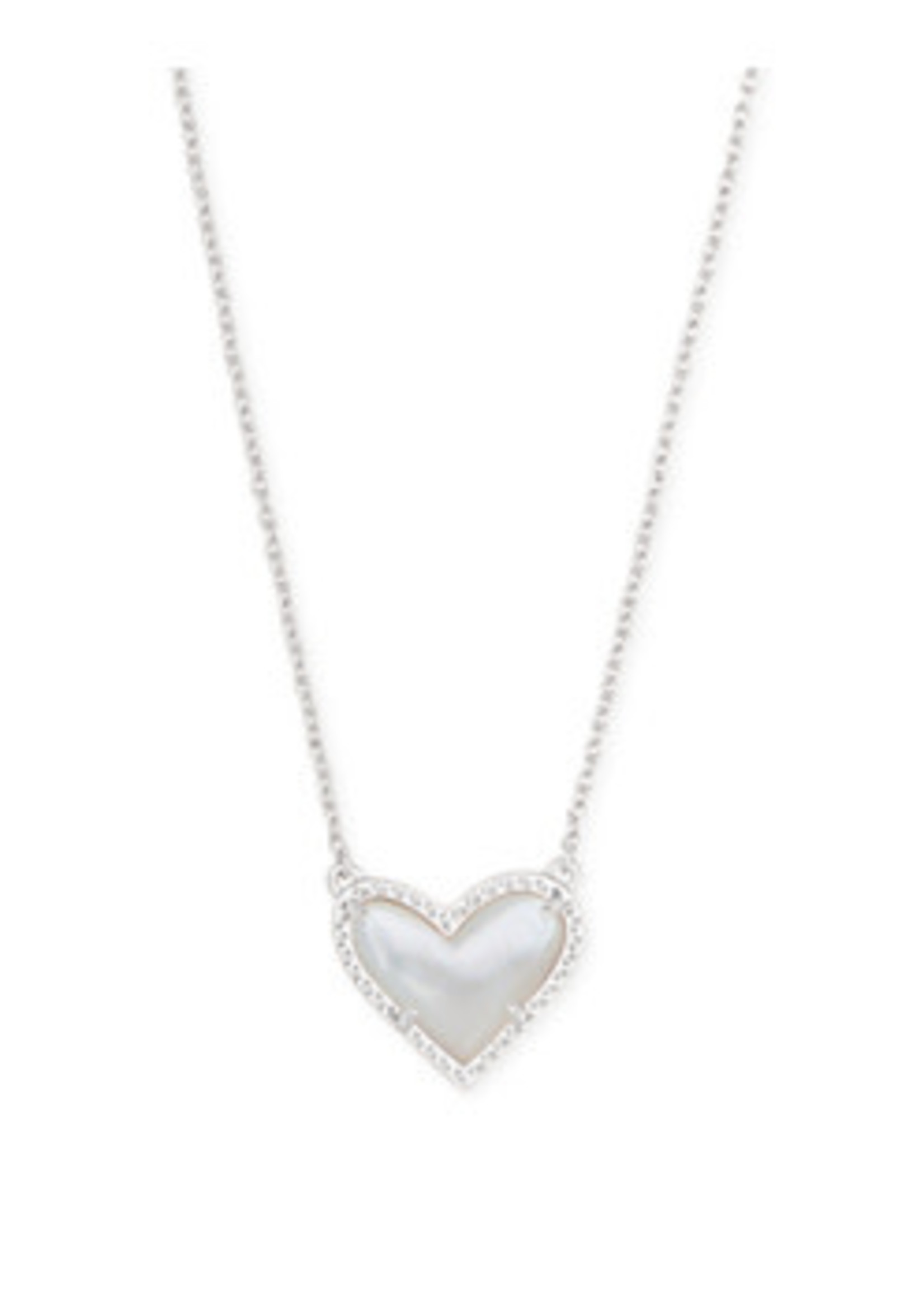 Kendra Scott ARI HEART SHORT PENDANT RHODIUM IVORY MOTHER