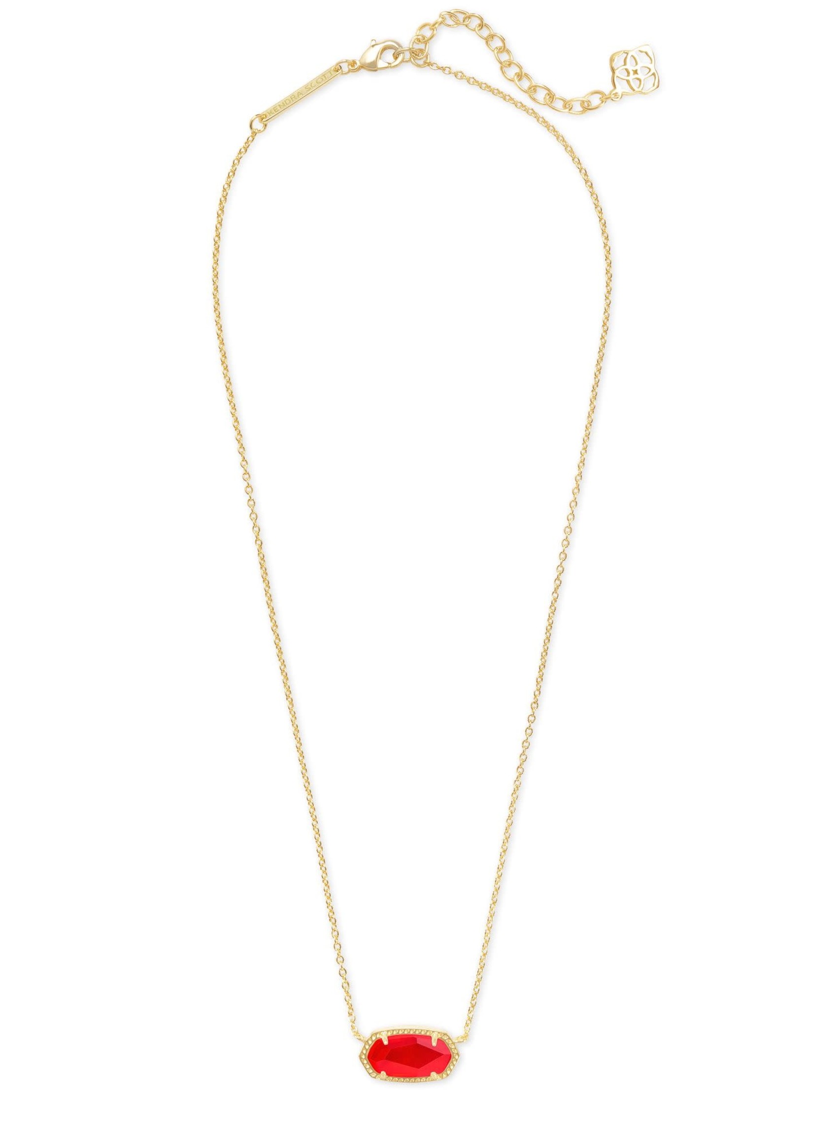 Kendra Scott ELISA SHORT PENDANT NECKLACE GOLD RED ILLUSION