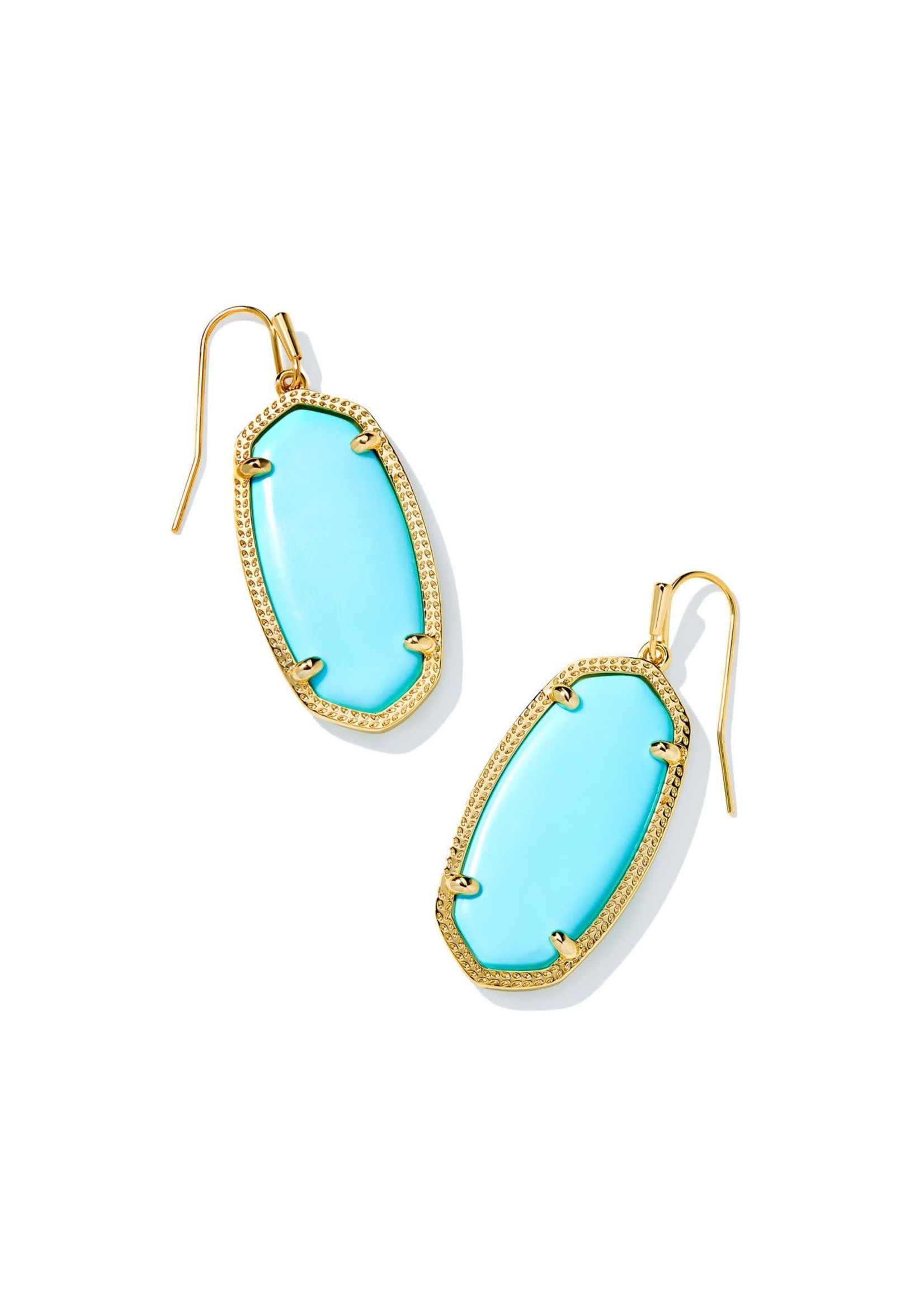 Kendra Scott ELLE DROP EARRINGS GOLD LIGHT BLUE MAGNESI