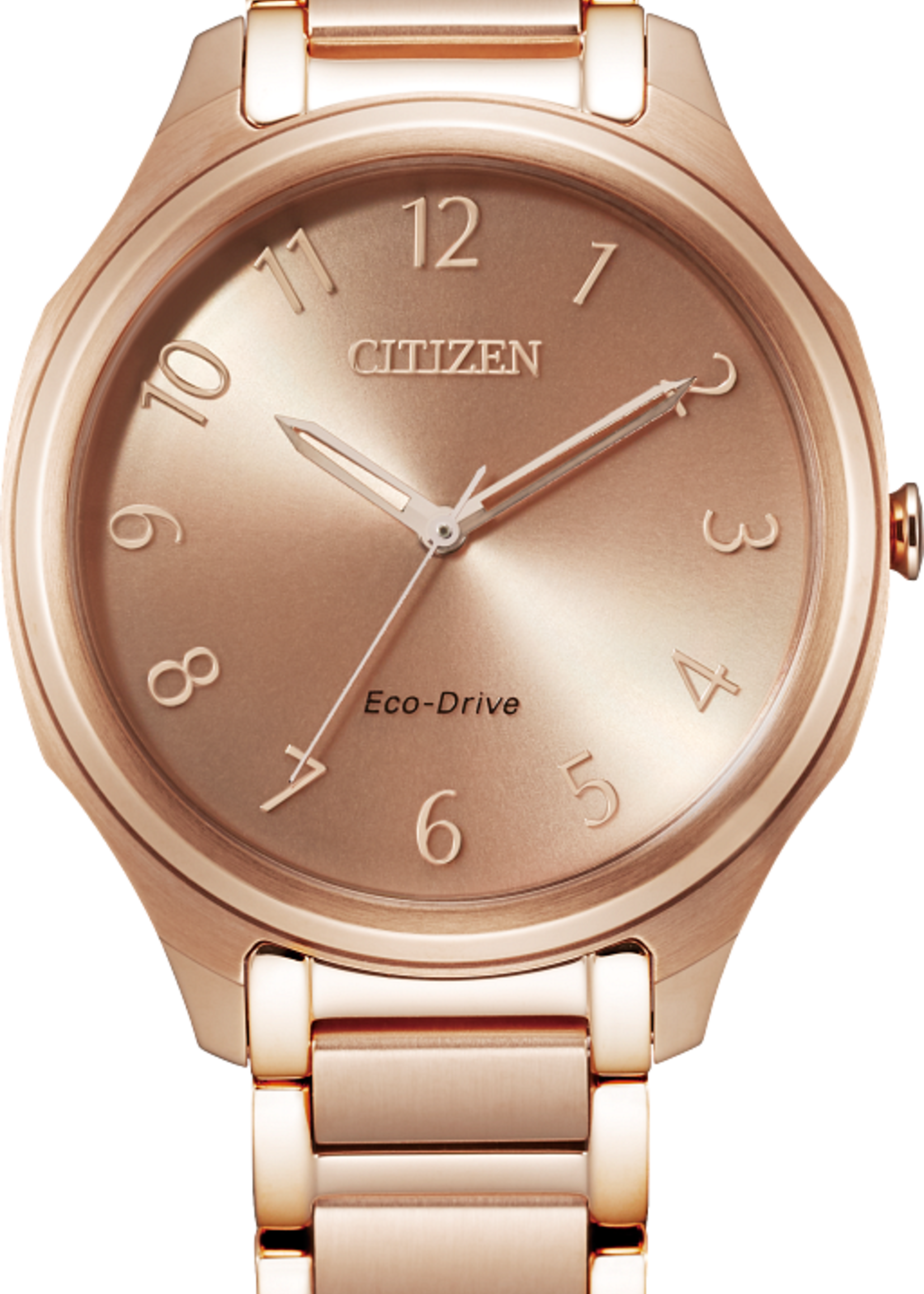 Citizen Ladies Rose Gold Stainless Steel Band With Rose Gold Face