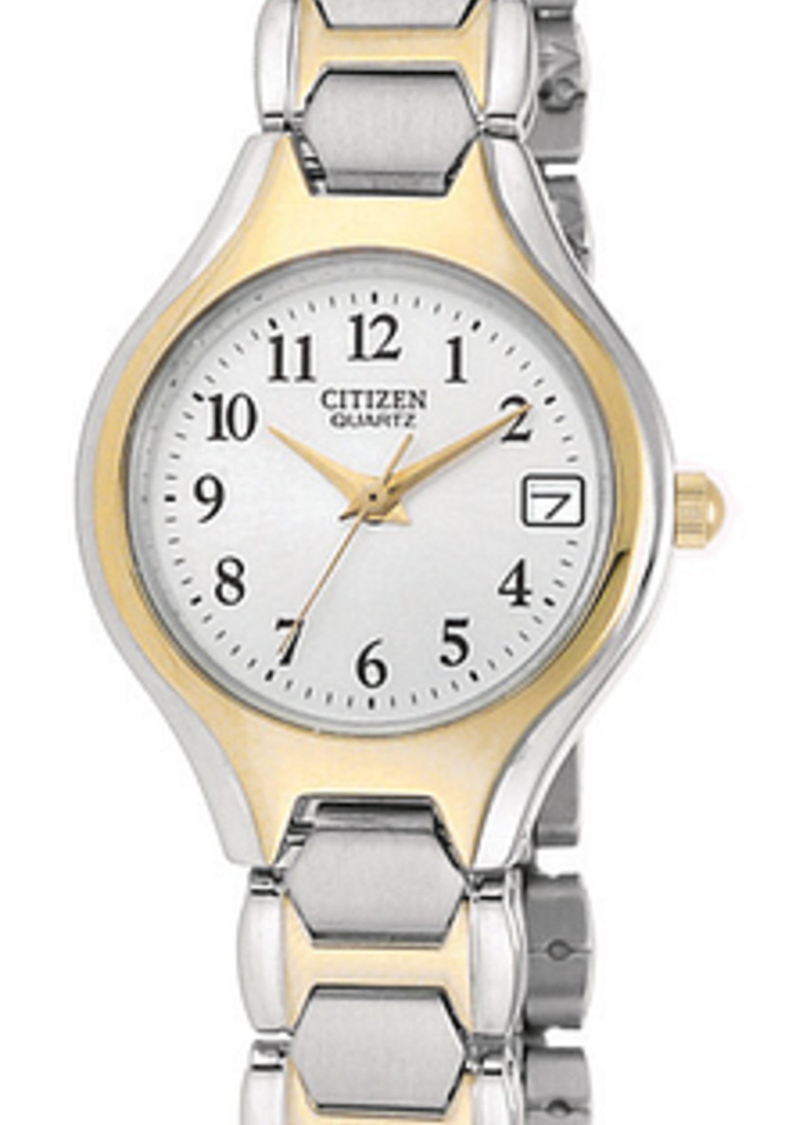 Citizen Ladies Quartz Two Tone Band with White Face and Larger Numbers